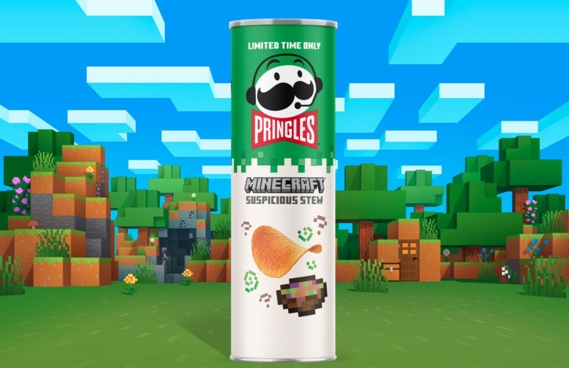 《minecraft》与 品客 联合推出了一款"迷之炖菜"口味的限量版薯片.