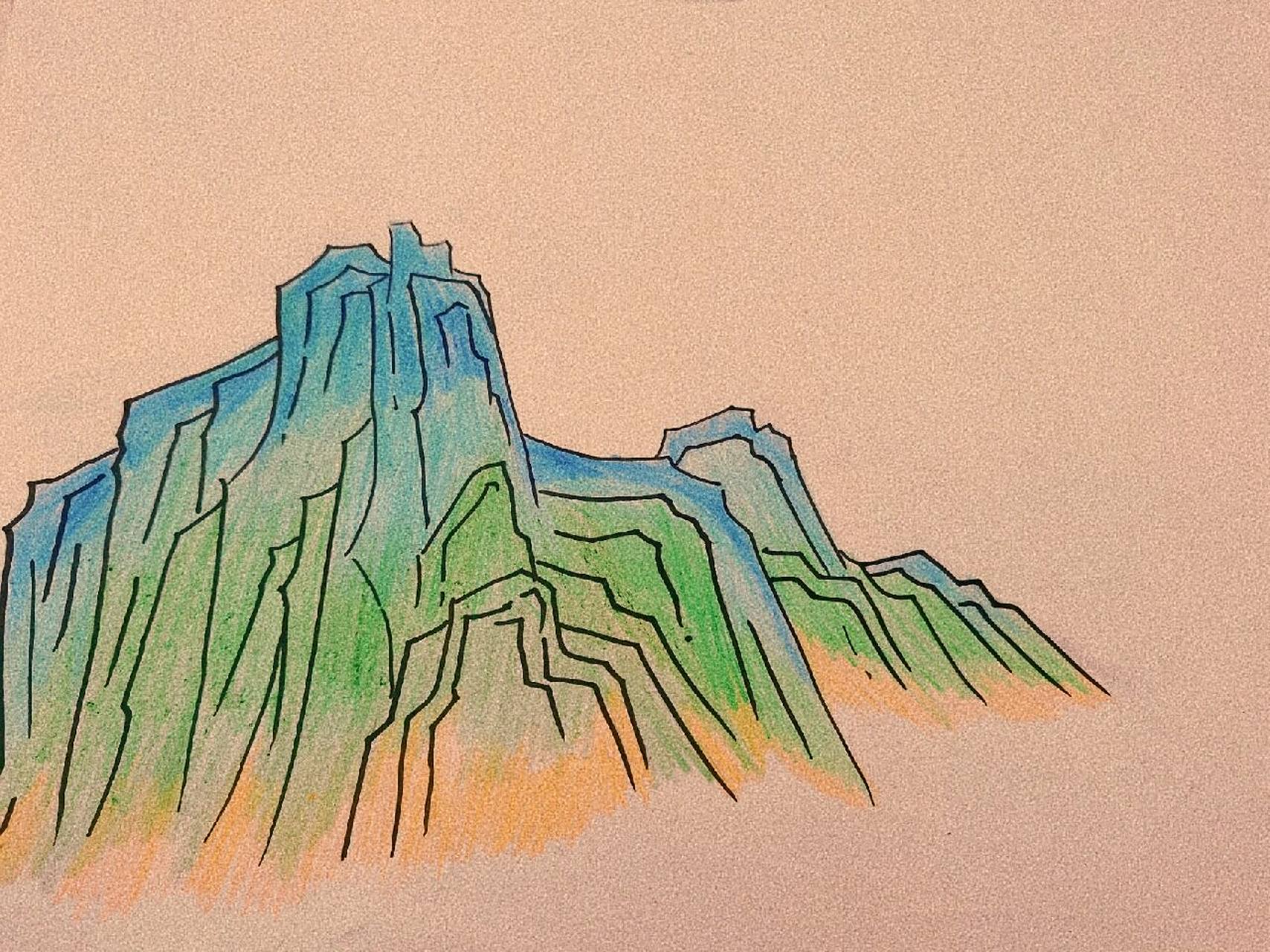 《只此青绿》61彩铅    山绘画