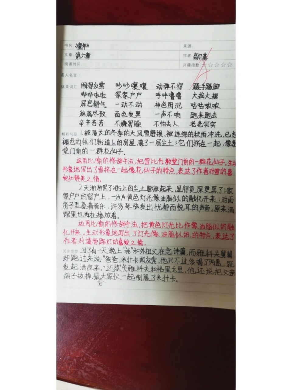 《童年》第六章读书笔记