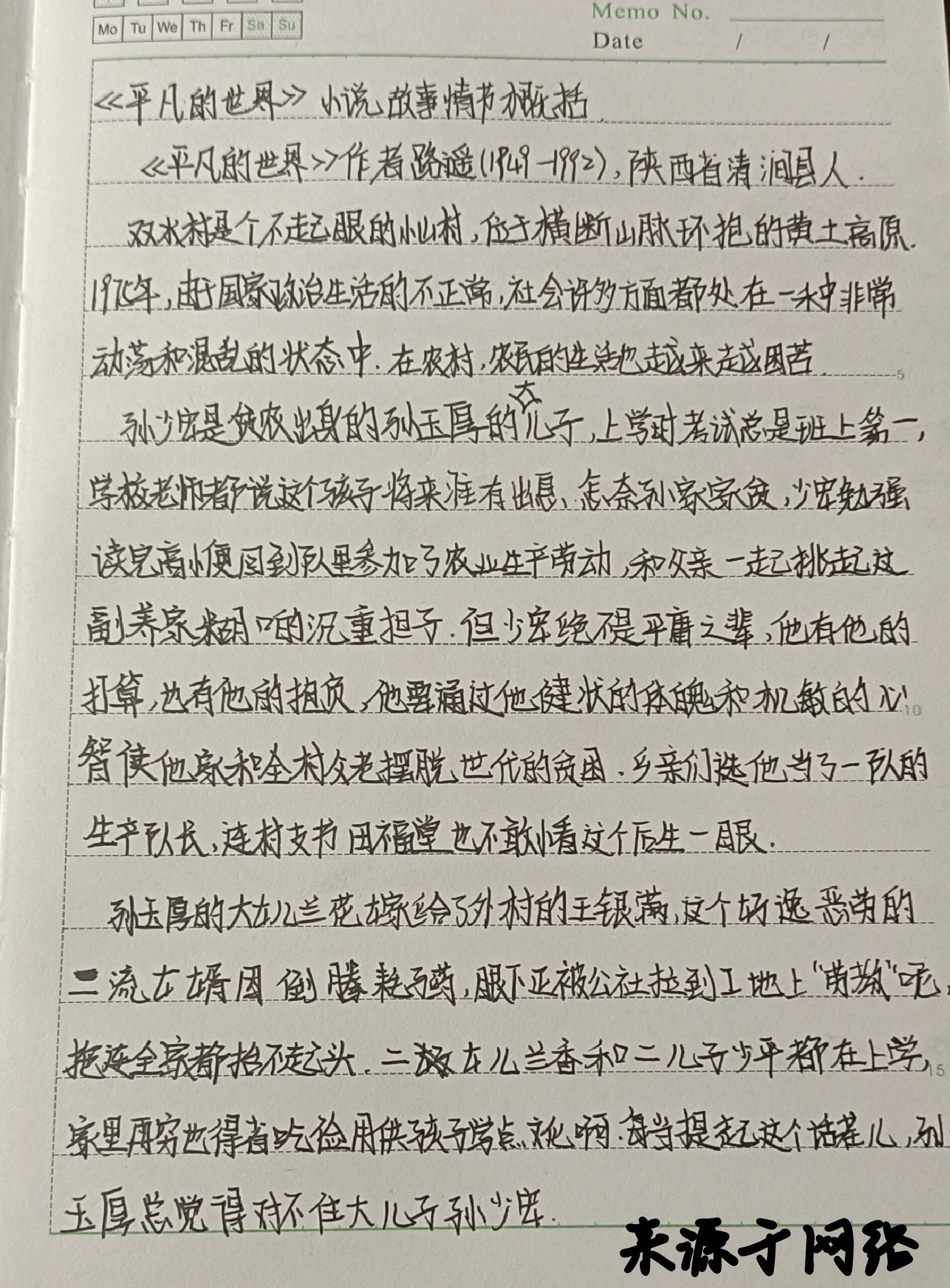 故事梗概手写图片