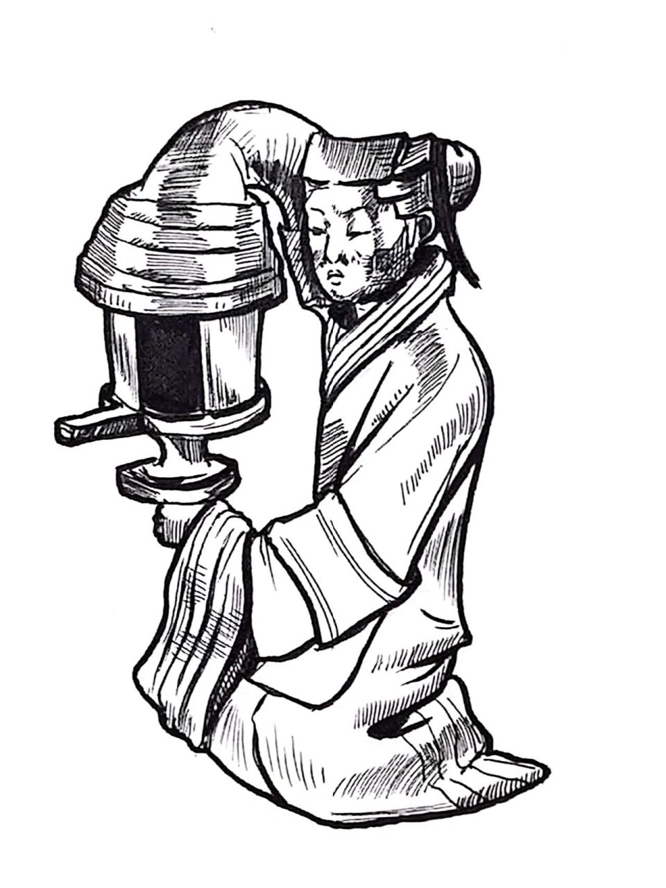 美术教招技能题 击鼓说唱俑/长信宫灯 考试偶尔会给图片转为素描或者