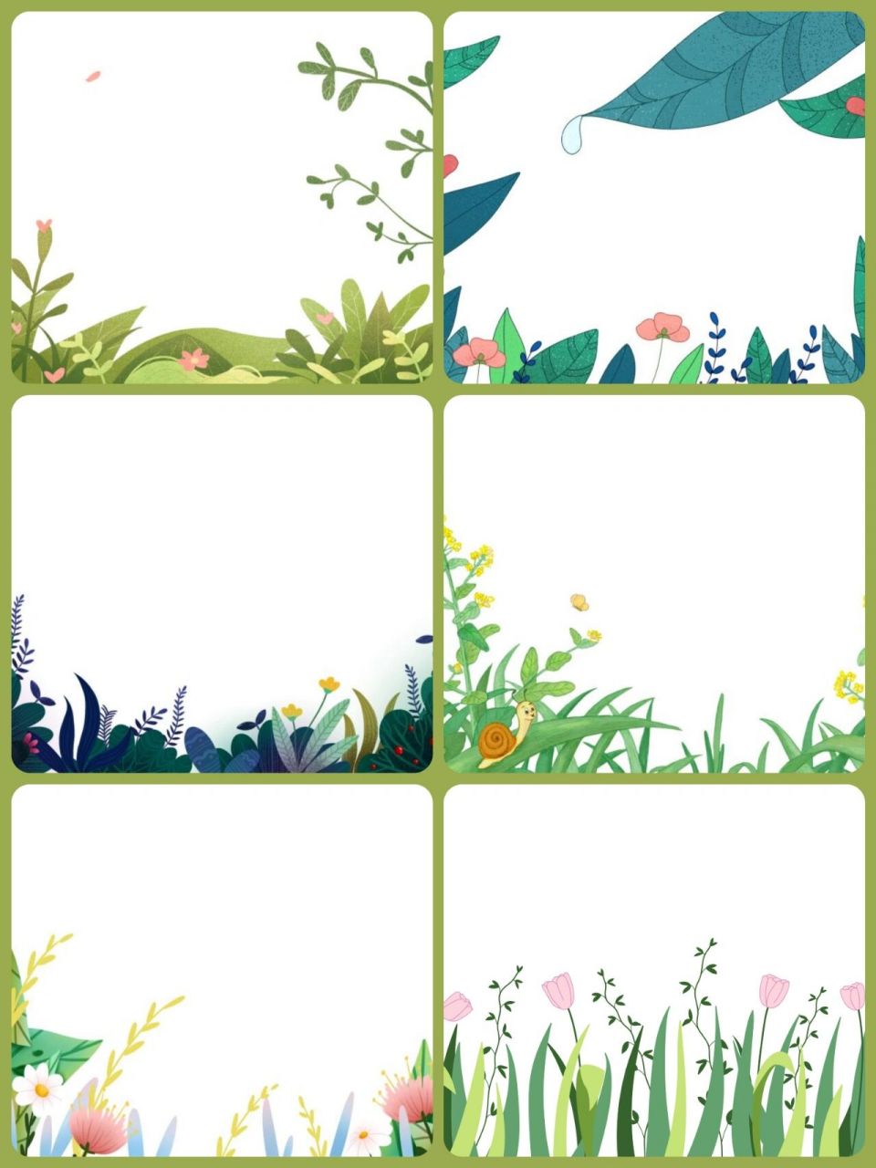 春季边框‖花卉绿植主题手绘免抠素材 95959595 迎来春天踏青