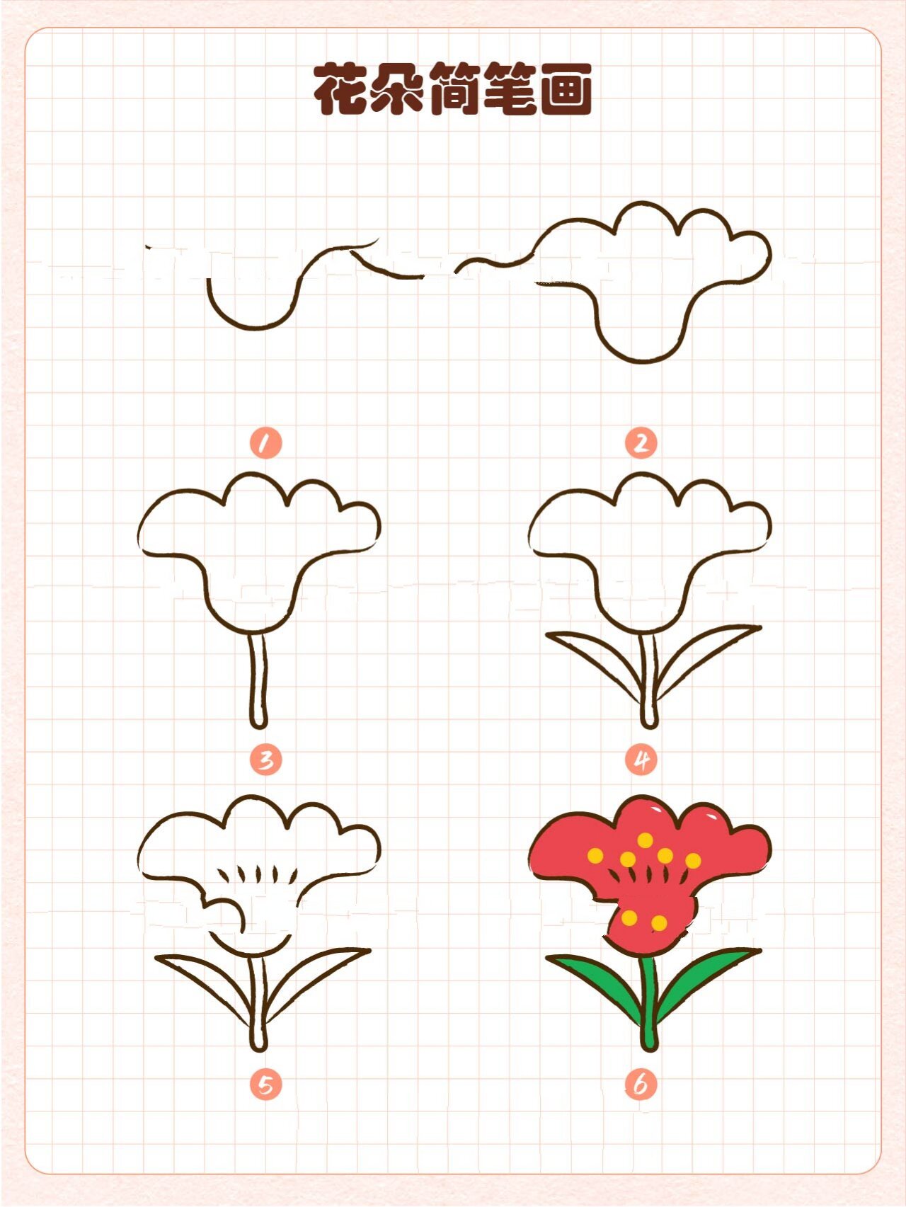 花朵简笔画丨花朵简笔画教程丨花朵卡通绘画