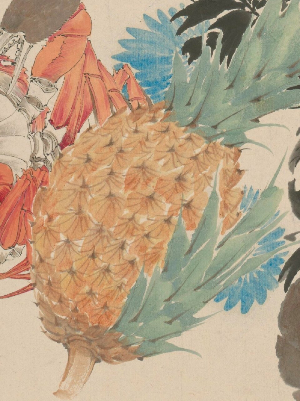 第149幅《菠萝菊蟹图》清(任伯年) 任颐(1840年-1895年),初名润,字伯