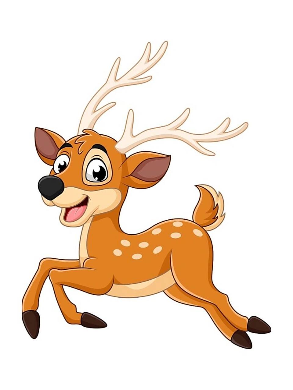 卡通插画|白色背景上孤立的卡通鹿 它有一个很好听的名字,叫做麋鹿.