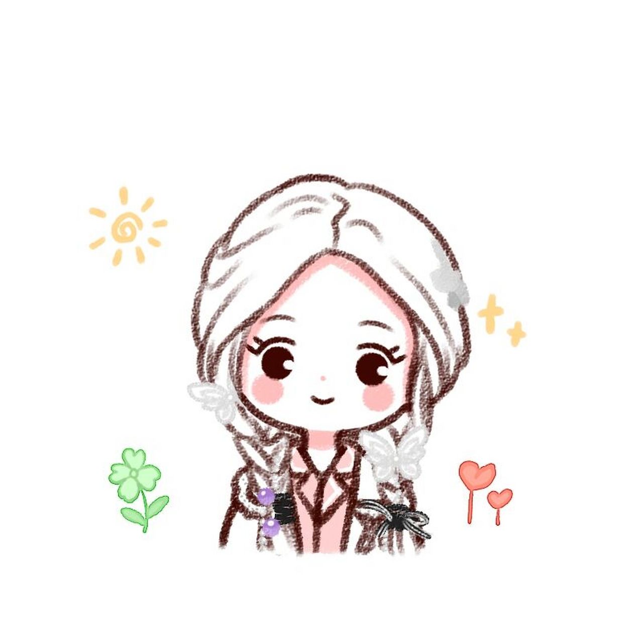 客图返图 | 超可爱卡通小姐姐简笔画小头像 手绘女生头像,二次元漫画