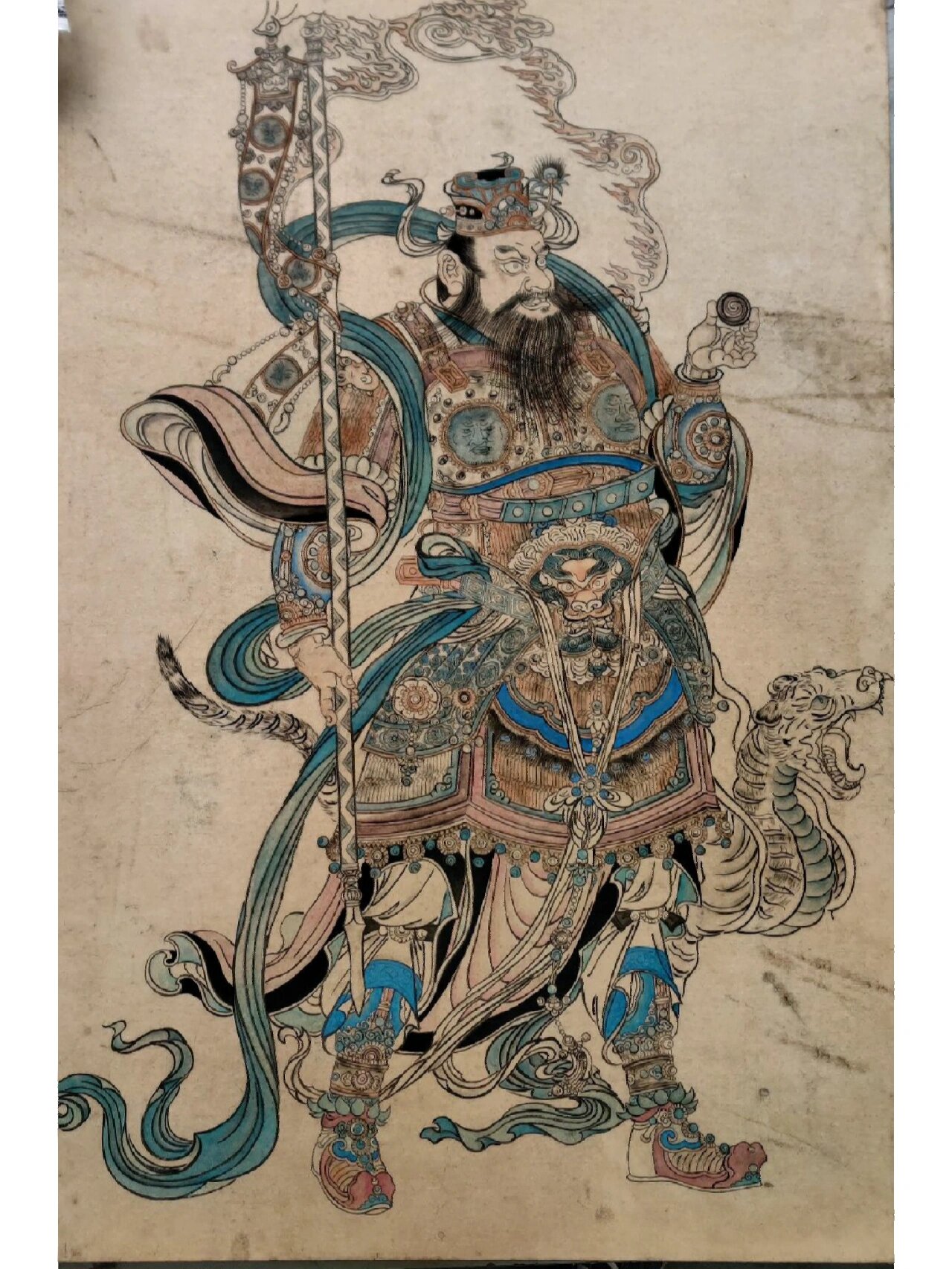永乐宫壁画——白虎星君 沥粉贴金贴的像93一样,不过做旧的效果出来