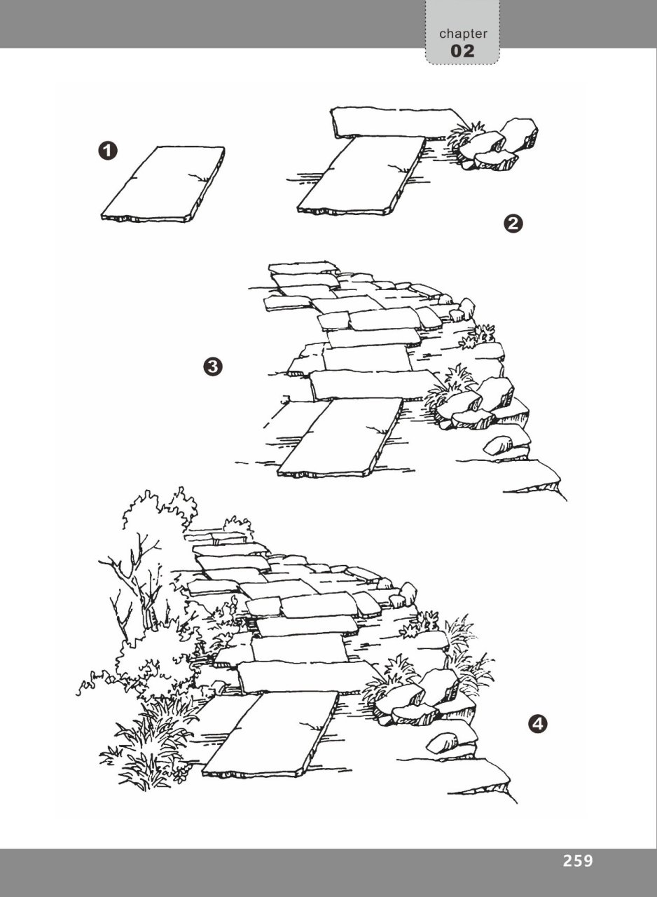 石板路简笔画图片