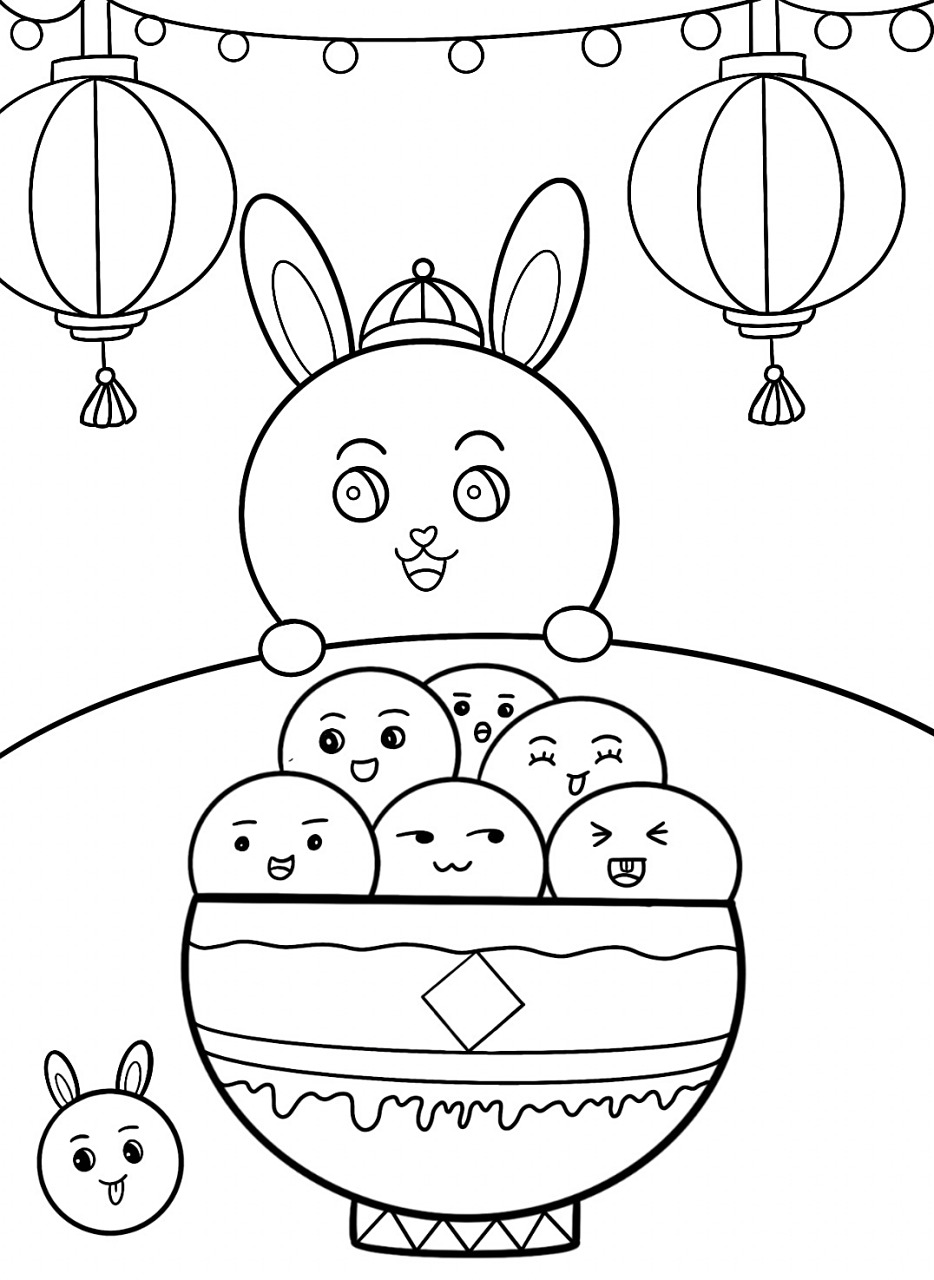 元宵节儿童画 兔年主题画新年儿童画