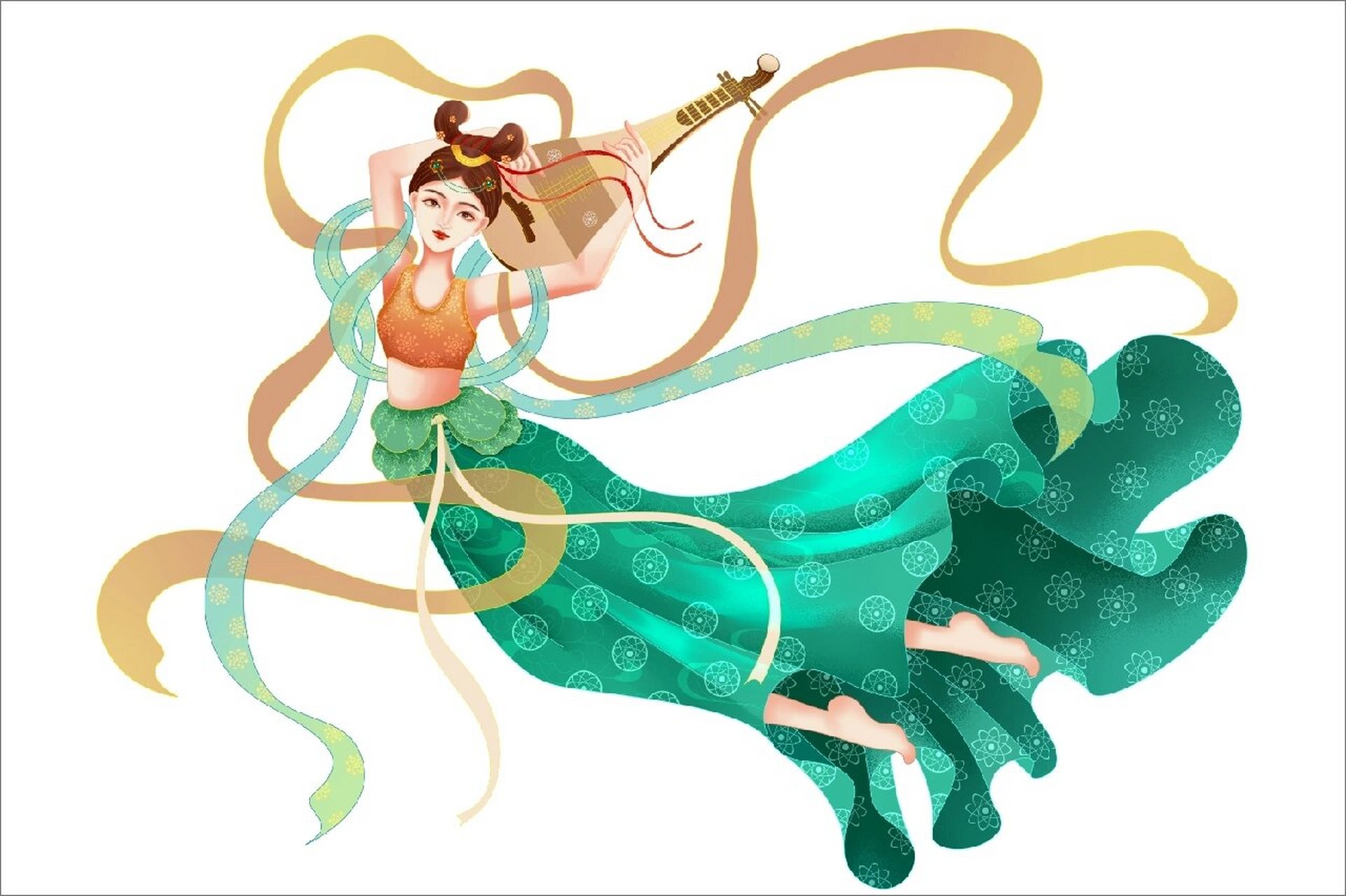 免抠元素 | 敦煌伎乐天反 弹琵琶 (7) 99敦煌壁画中的"反 弹琵琶"