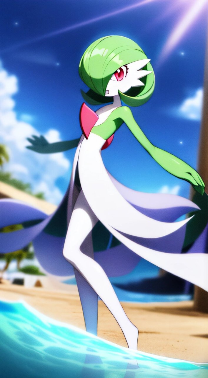 沙奈朵来海边玩了 . 沙奈朵来了