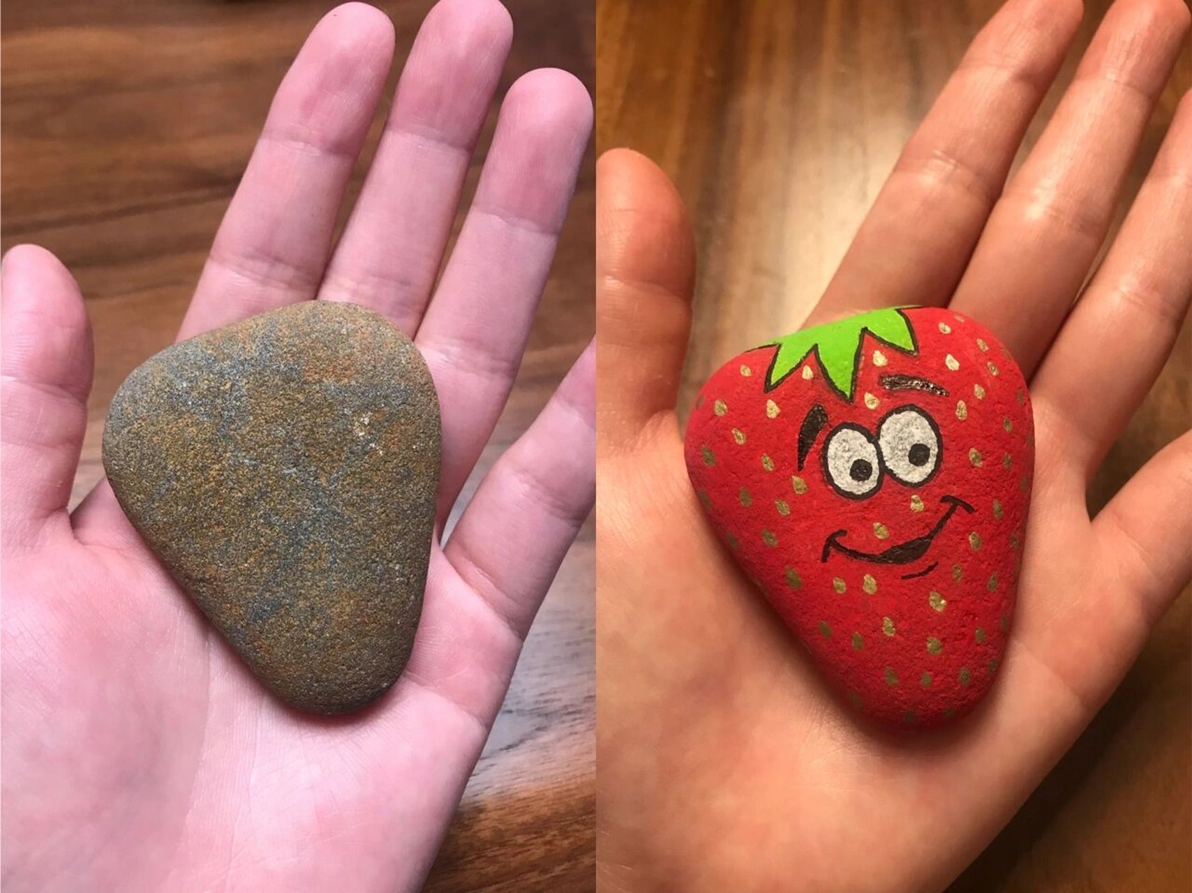 根据石头形状选择相应的蔬果来画 再给他们画上呆萌的小表情 有内味了