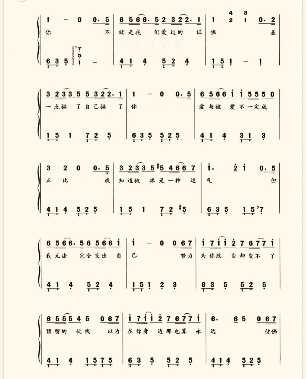 流行钢琴曲《可惜不是你》 简谱 c调 好听