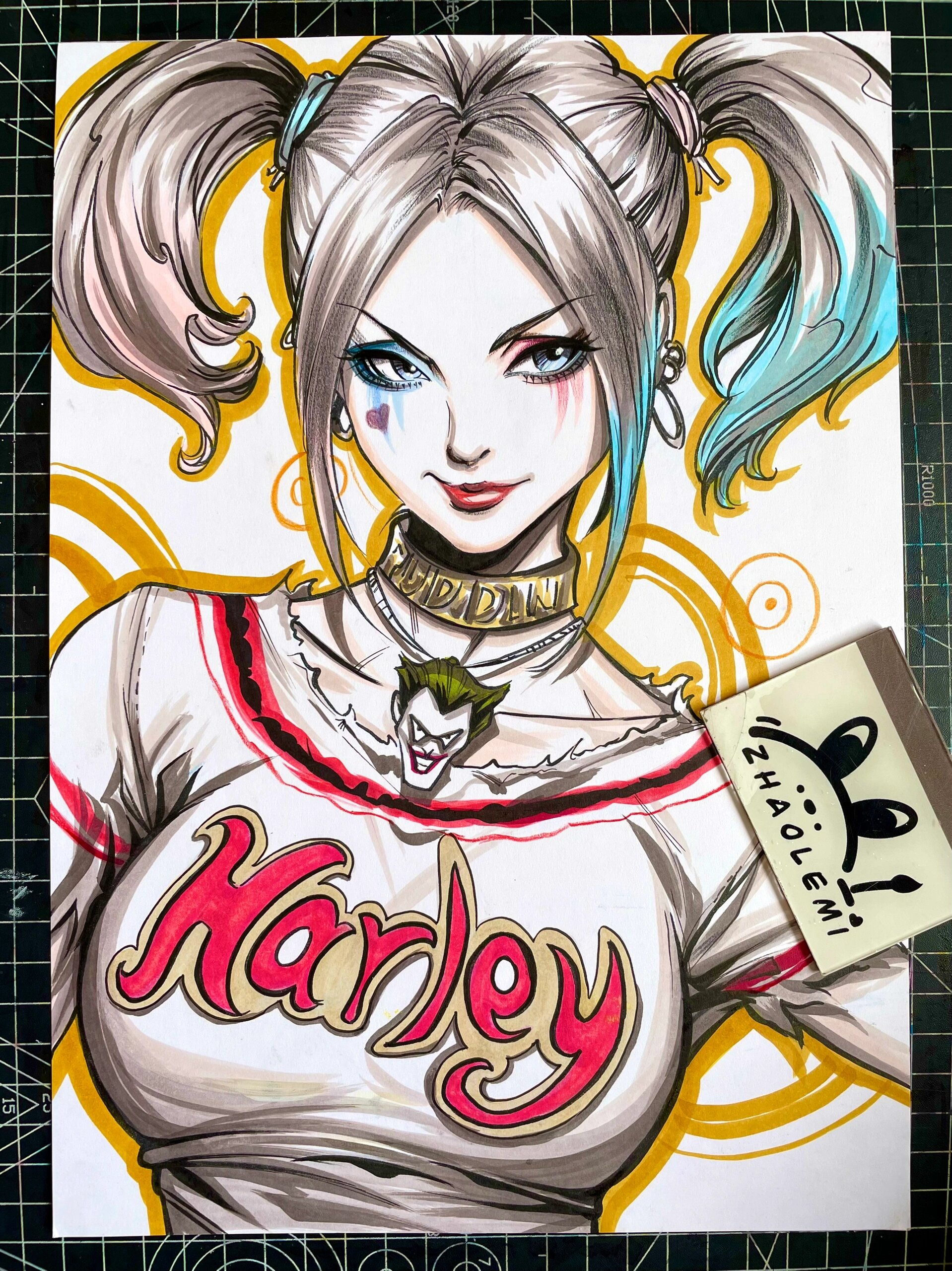 小丑女过程图 马克笔插画