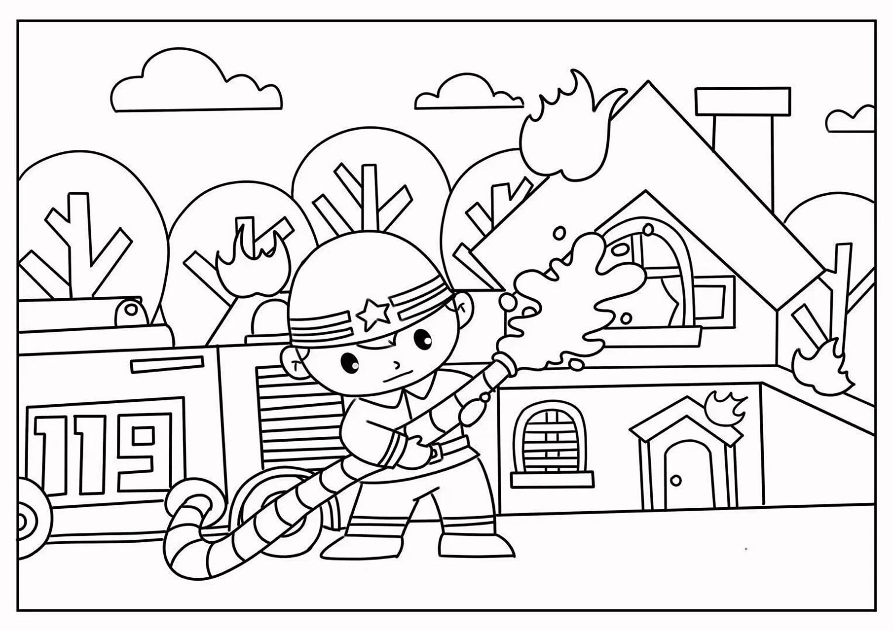 幼儿园消防安全简笔画