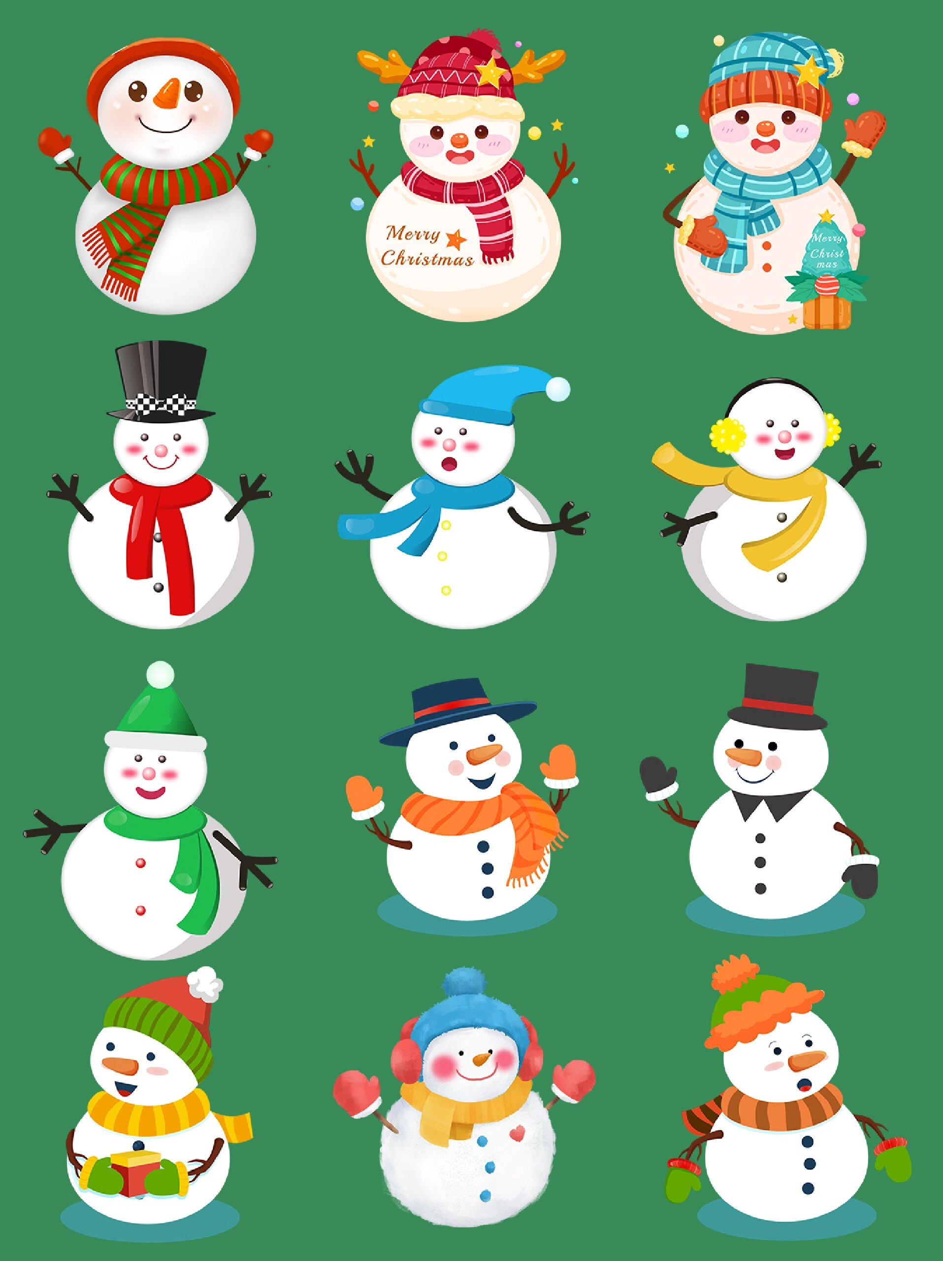 冬天圣诞节卡通雪人免扣素材分享