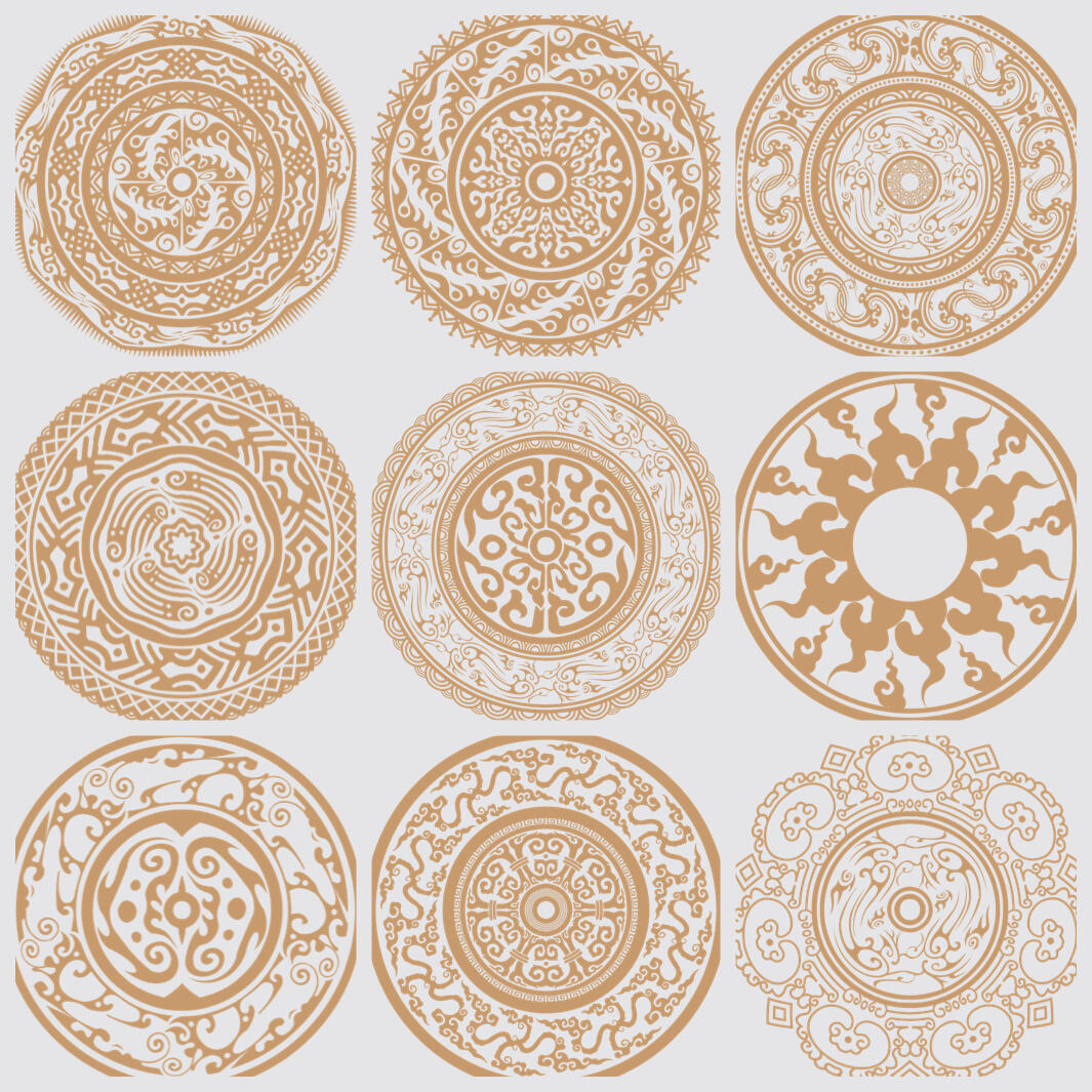 中式古典圆形适合纹样图案设计参考学习资料