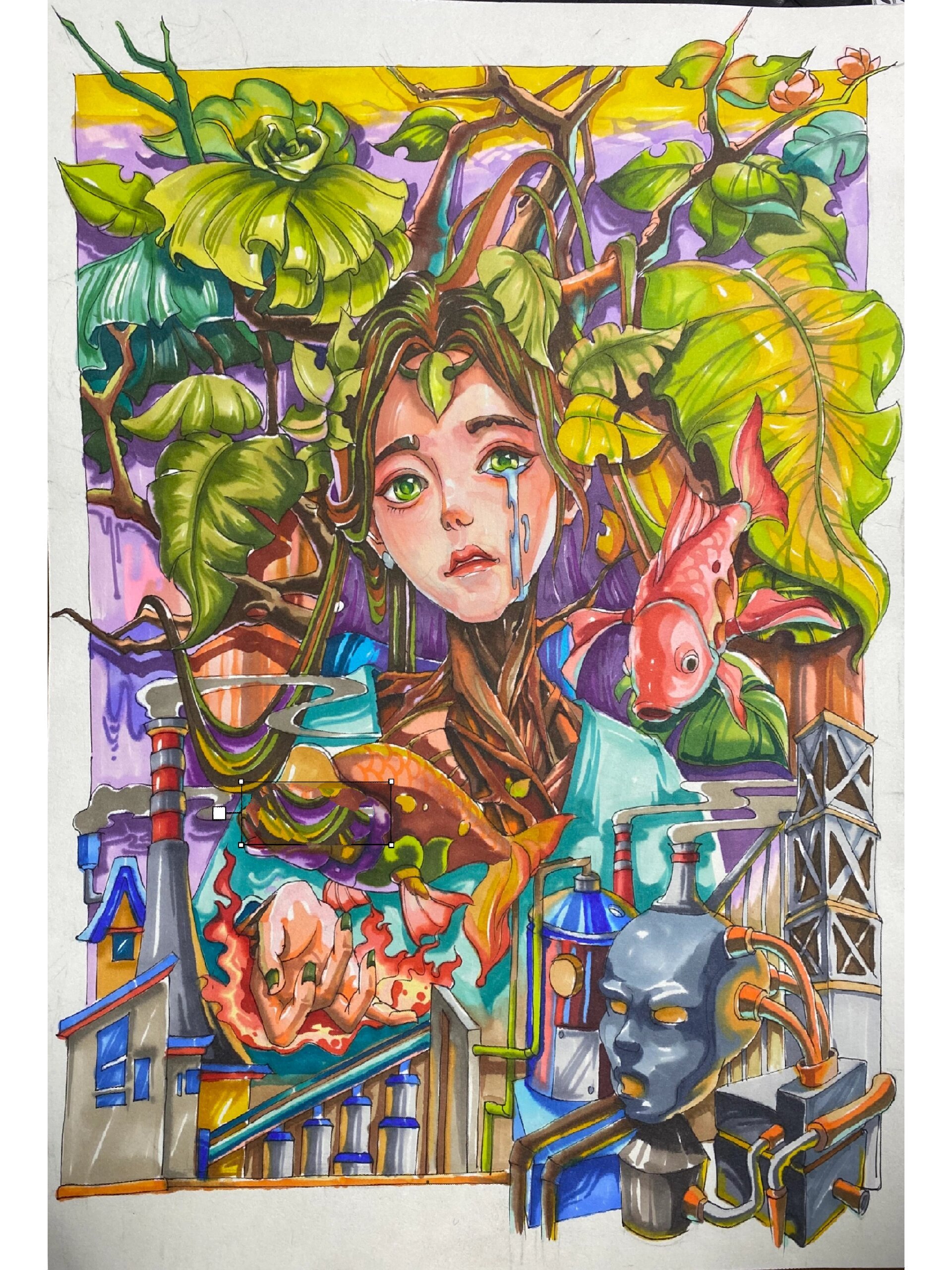 环保主题装饰画手绘