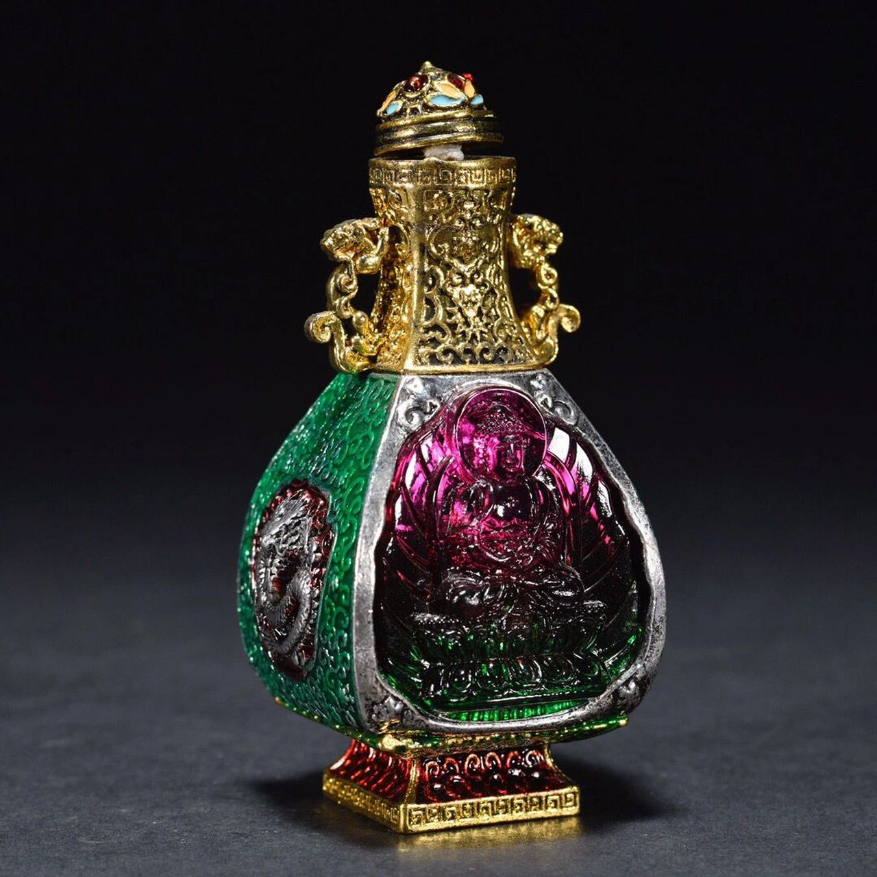 皇都·琉璃包铜鼻烟壶 规格:高10cm 宽5.4cm 重272g