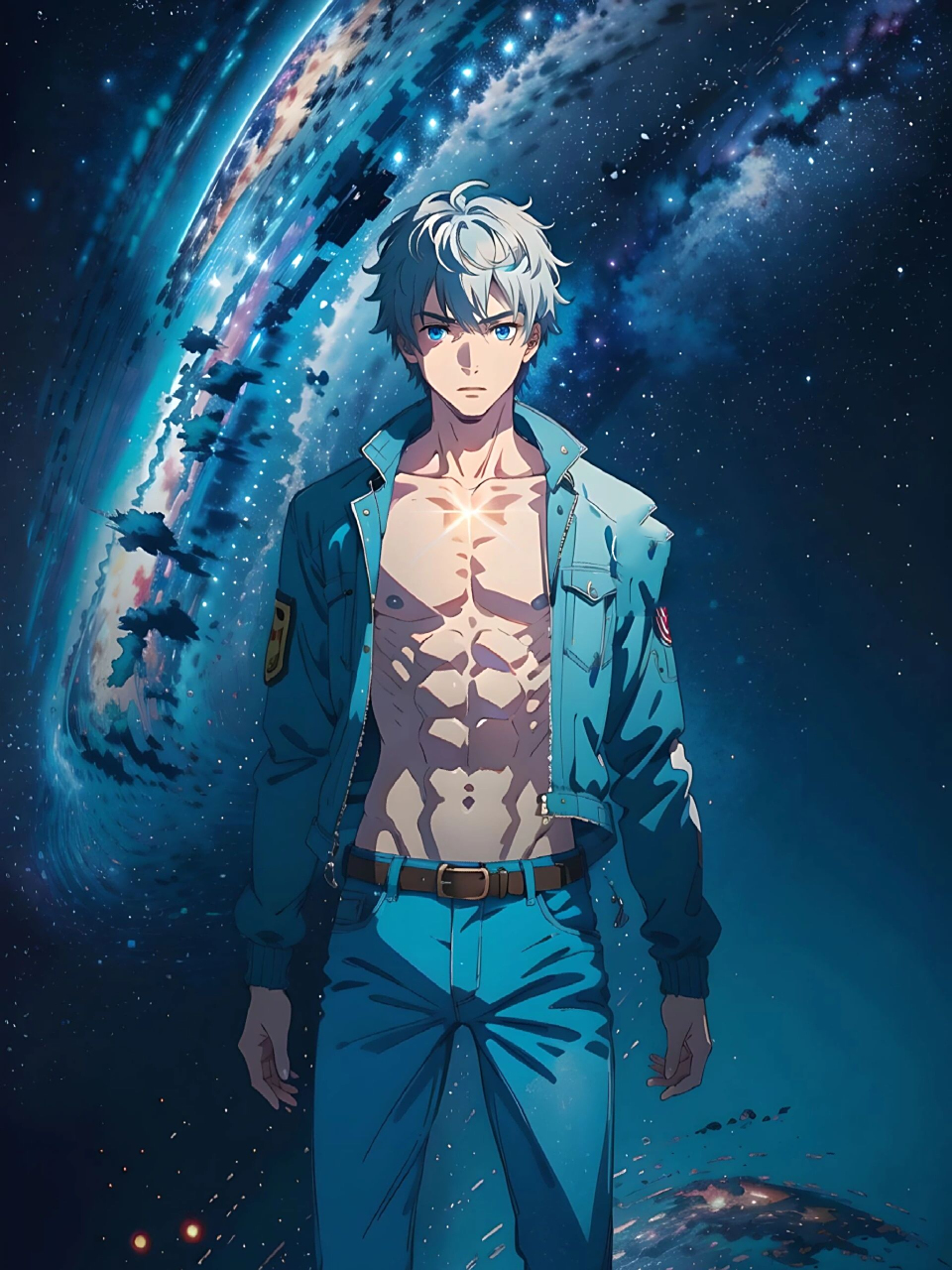 夜空下的机械腹肌小哥哥丨动漫壁纸 今日份的腹肌小哥哥真的很令人