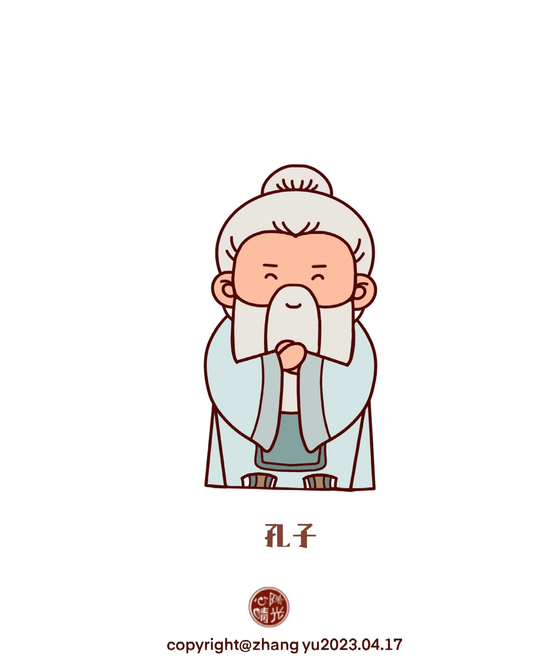孔子/孔子插画/立体徽章/原创插画