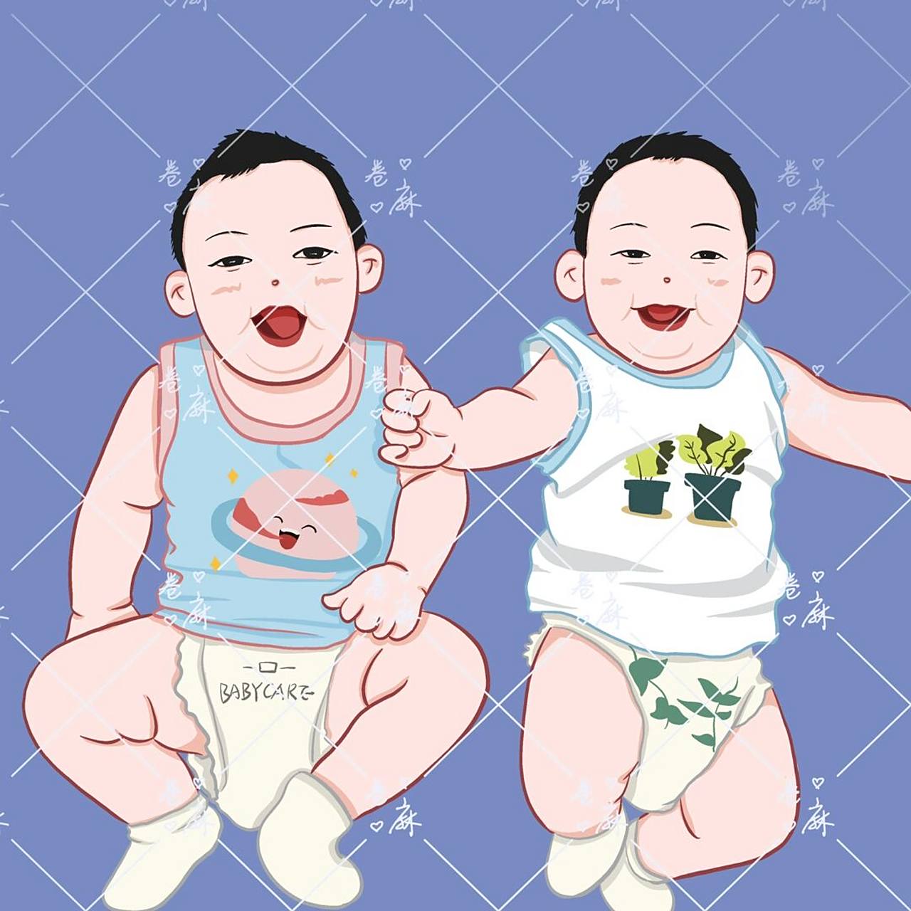 客稿分享 | 一对非常可爱的双胞胎丫 客稿92一切 #头像约稿