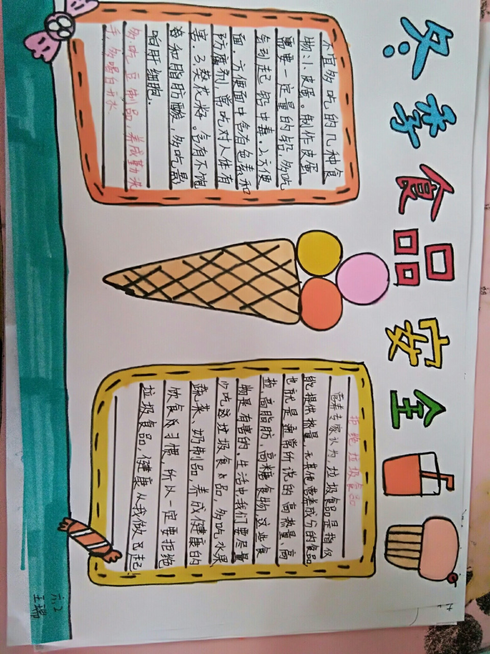 食品安全手抄报(冬季两字写错了91) 冰激凌90大家可以自己画大