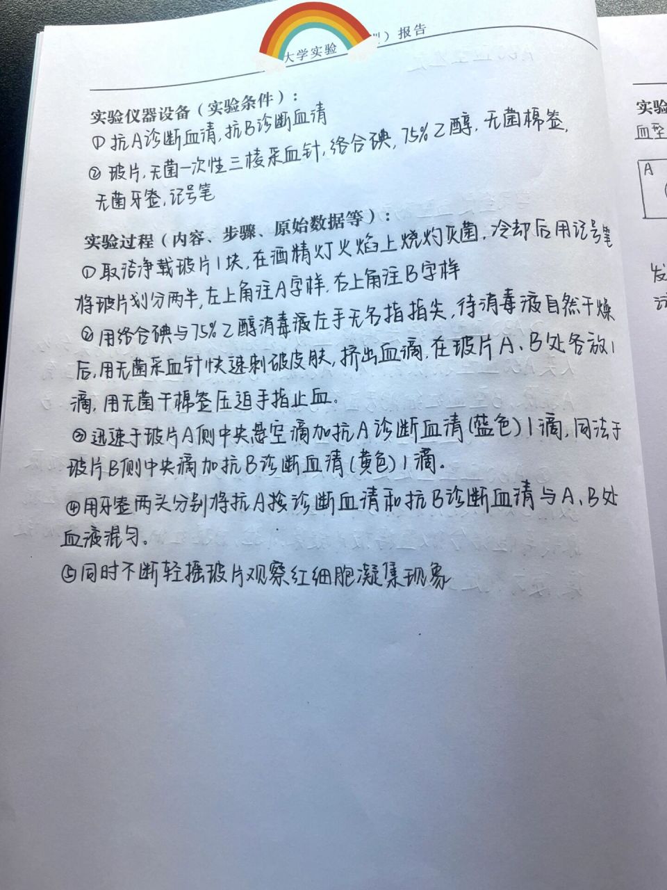 abo血型鉴定实验报告