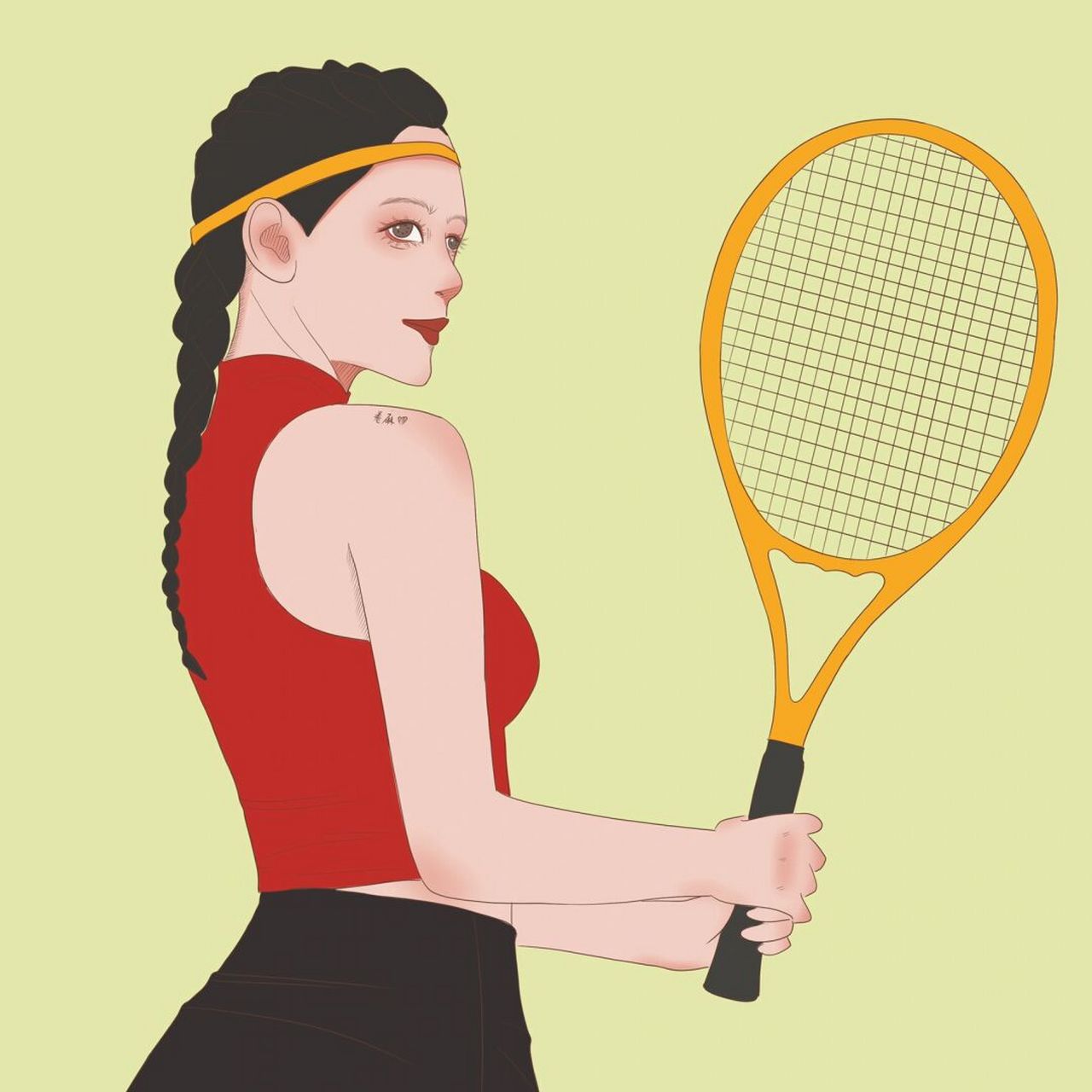插画 | 头像 | 打网球的小姑娘 图片可做个人头像.