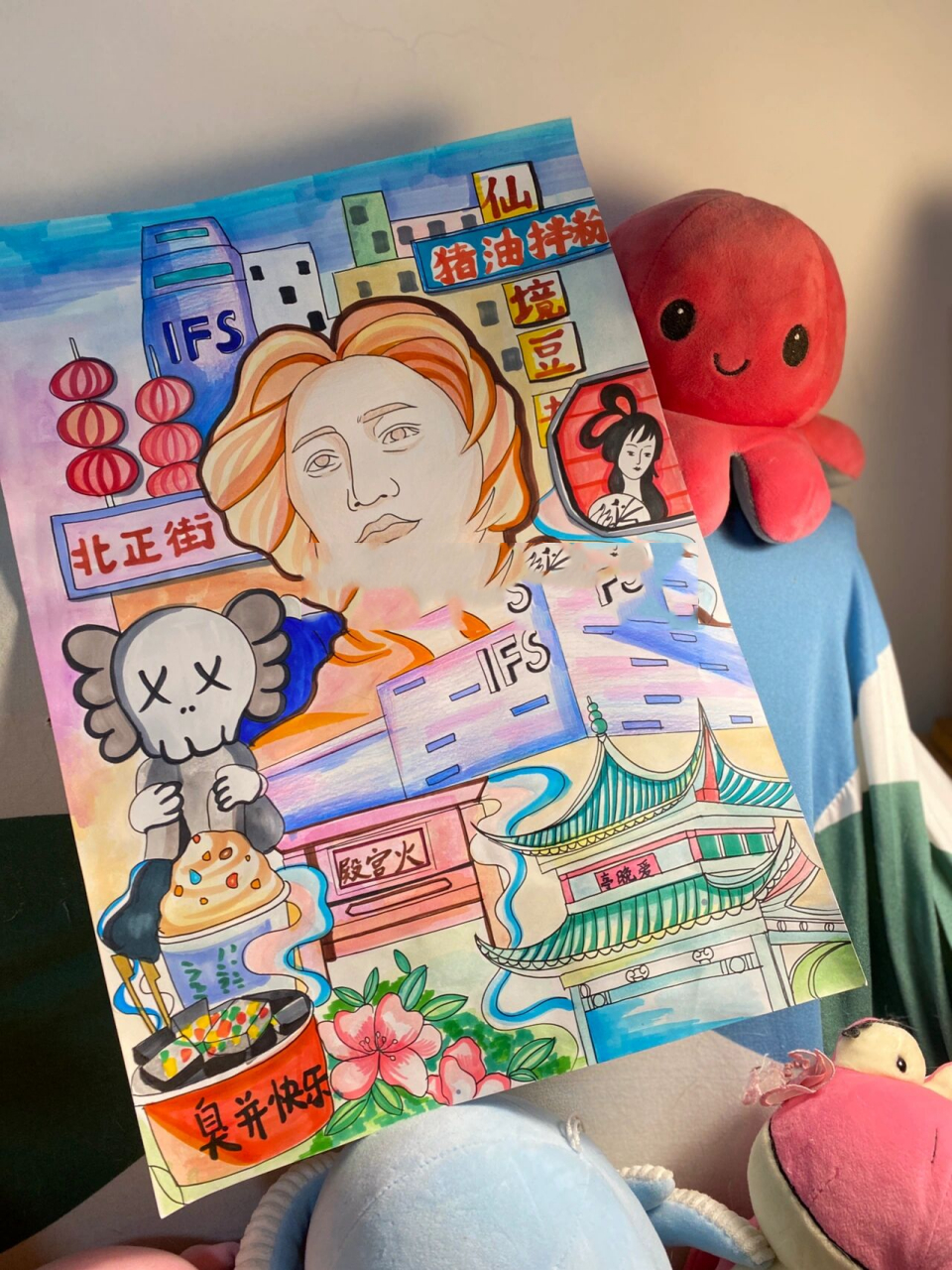 07手绘长沙×城市插画 最爱的茶颜悦色,热闹的国金街,好吃的网红