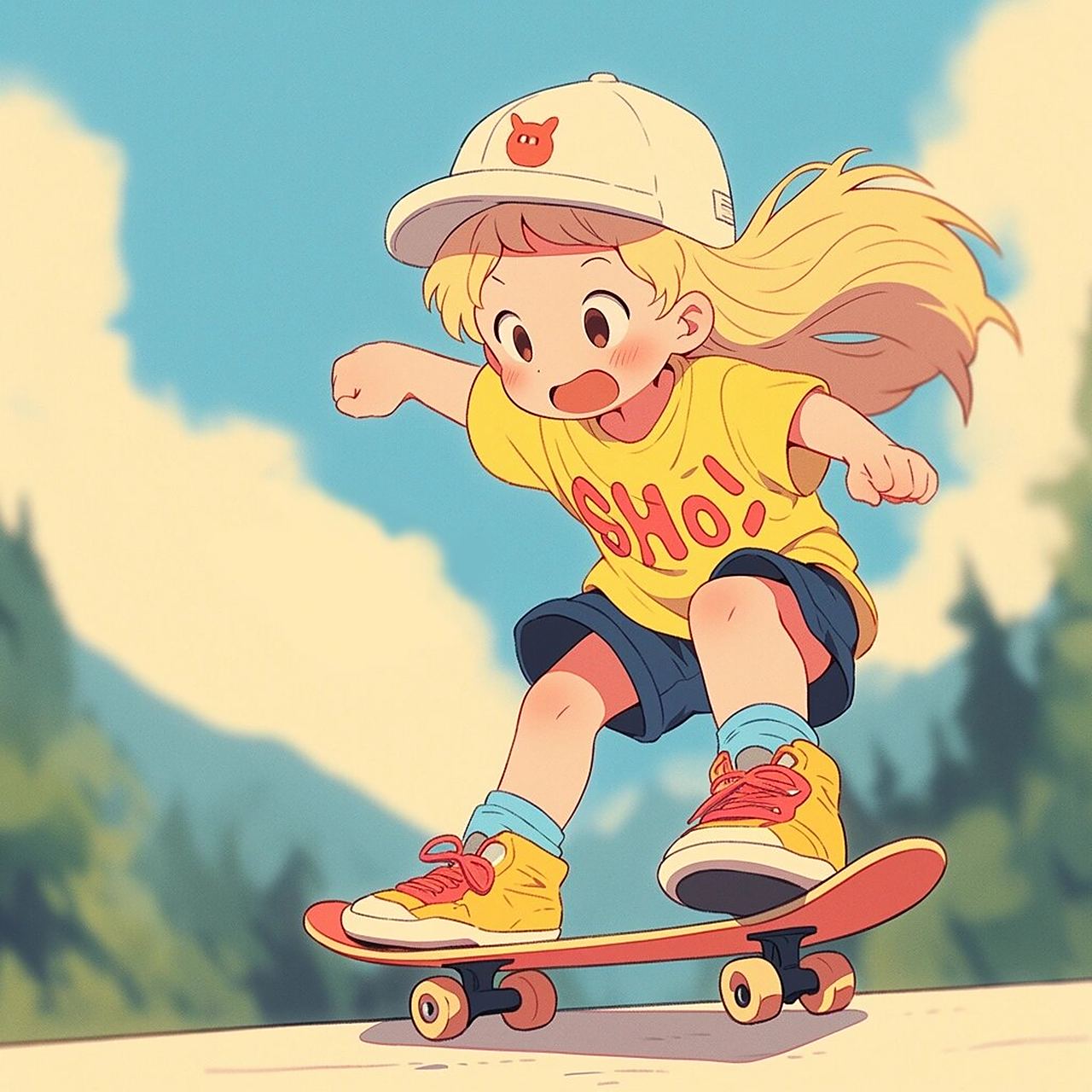 情侣头像|滑板少女 怎么说当年我也有块板～滑行中踩板跳起,长板的宝