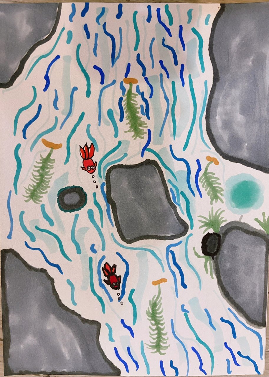 少儿手绘|潺潺的小溪水 这个内容可以通过理解线描画中线条的疏密,曲