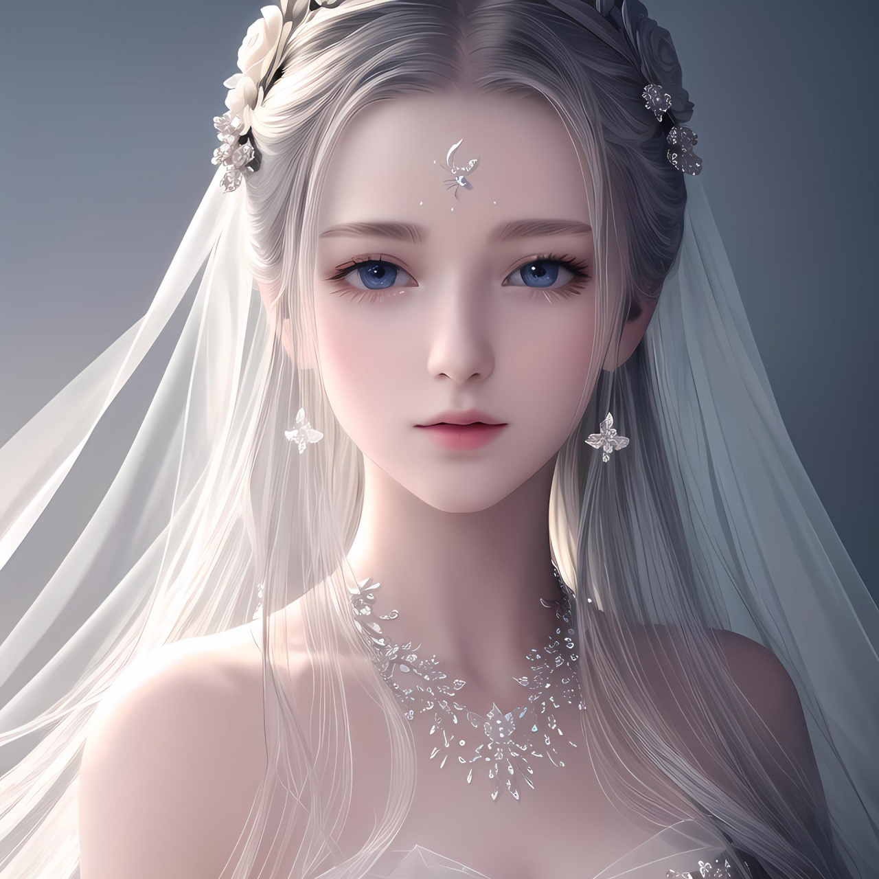 银色发丝78美女头像