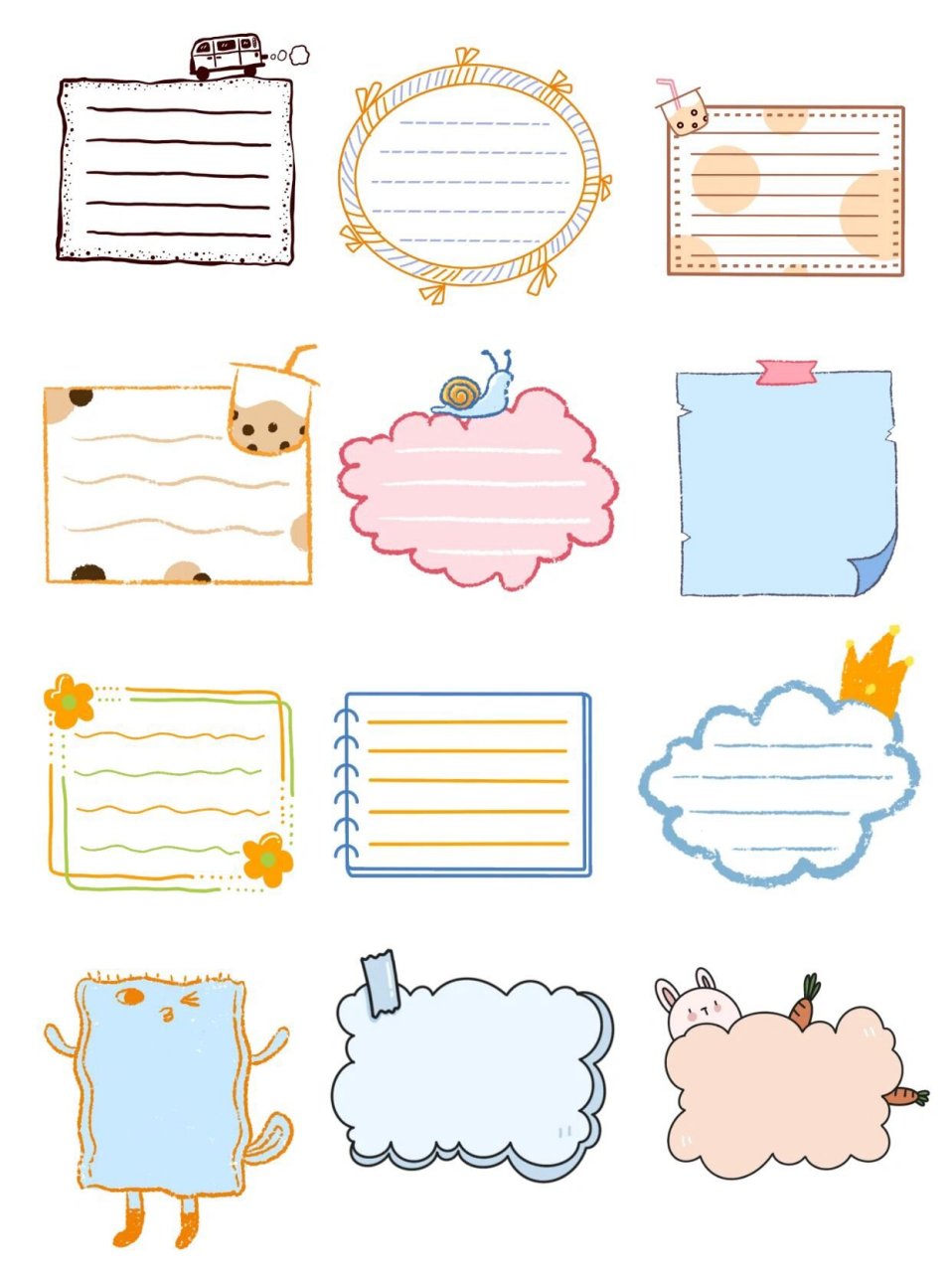 可爱👧卡通手抄报手账海报边框|免抠素材 hello,大家好哦~~ 手抄报