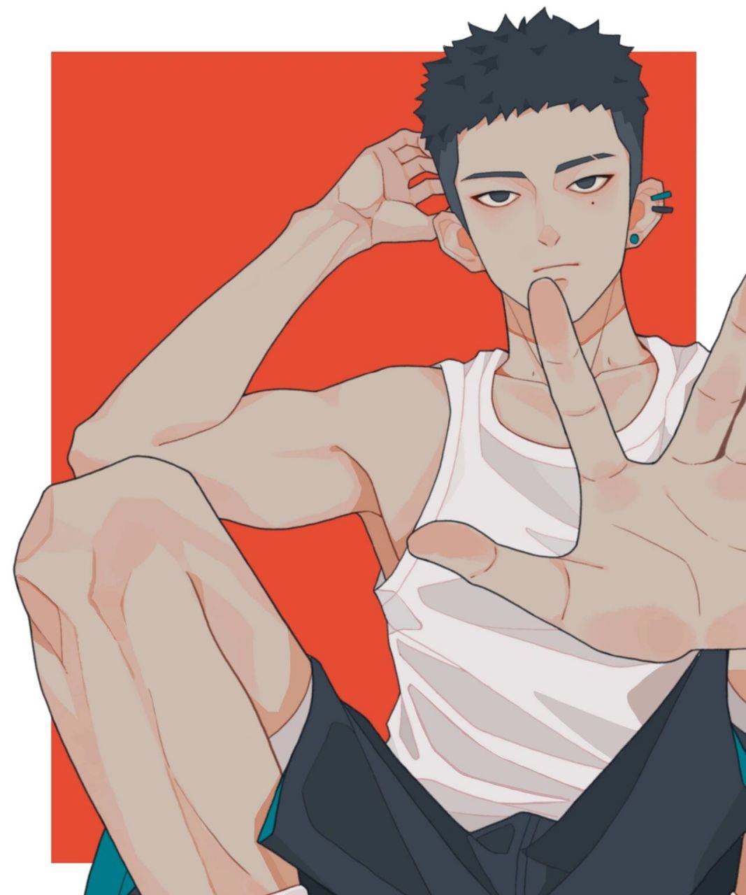 画一个体育生? 本来想画白头,后来改成黑头了……二选一