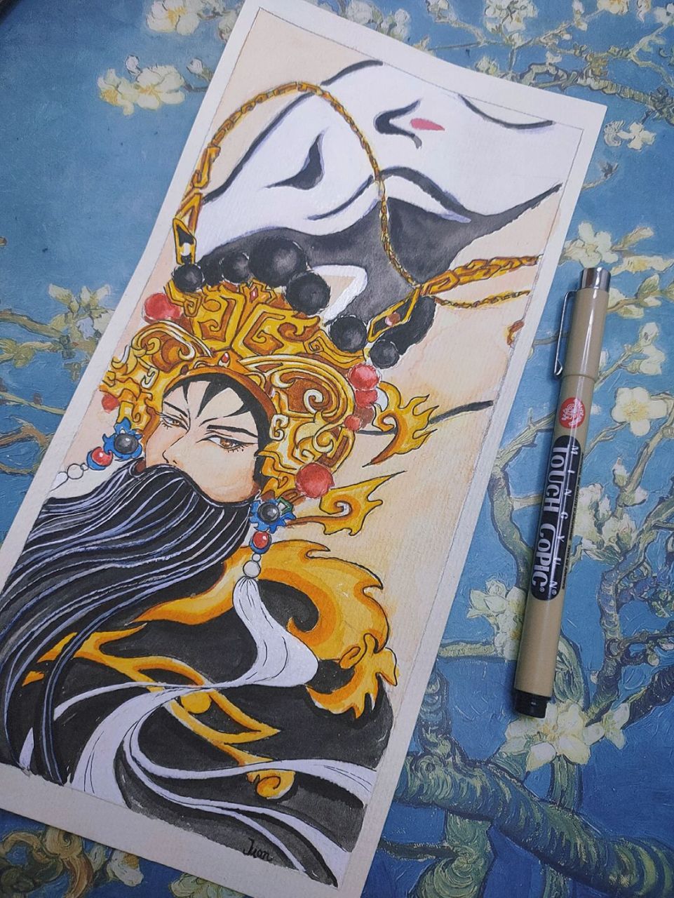 水彩# #水彩人物# #水彩插画# #水彩画教程# #古风人物手绘# #京剧