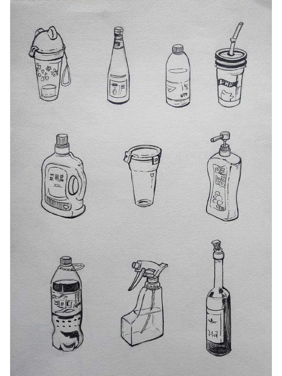 速写—小物件 临摹归纳了几张,下次出自己的速写临摹卡