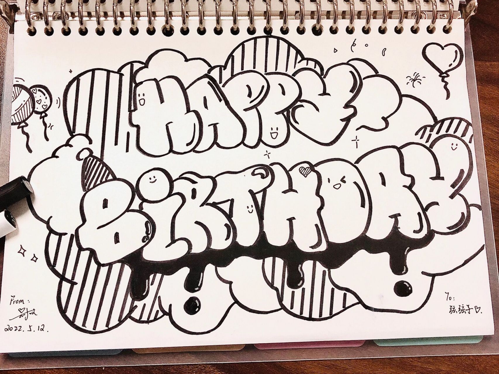 涂鸦 | happy birthday    给小学闺蜜画的生日贺卡吖06 78拜托