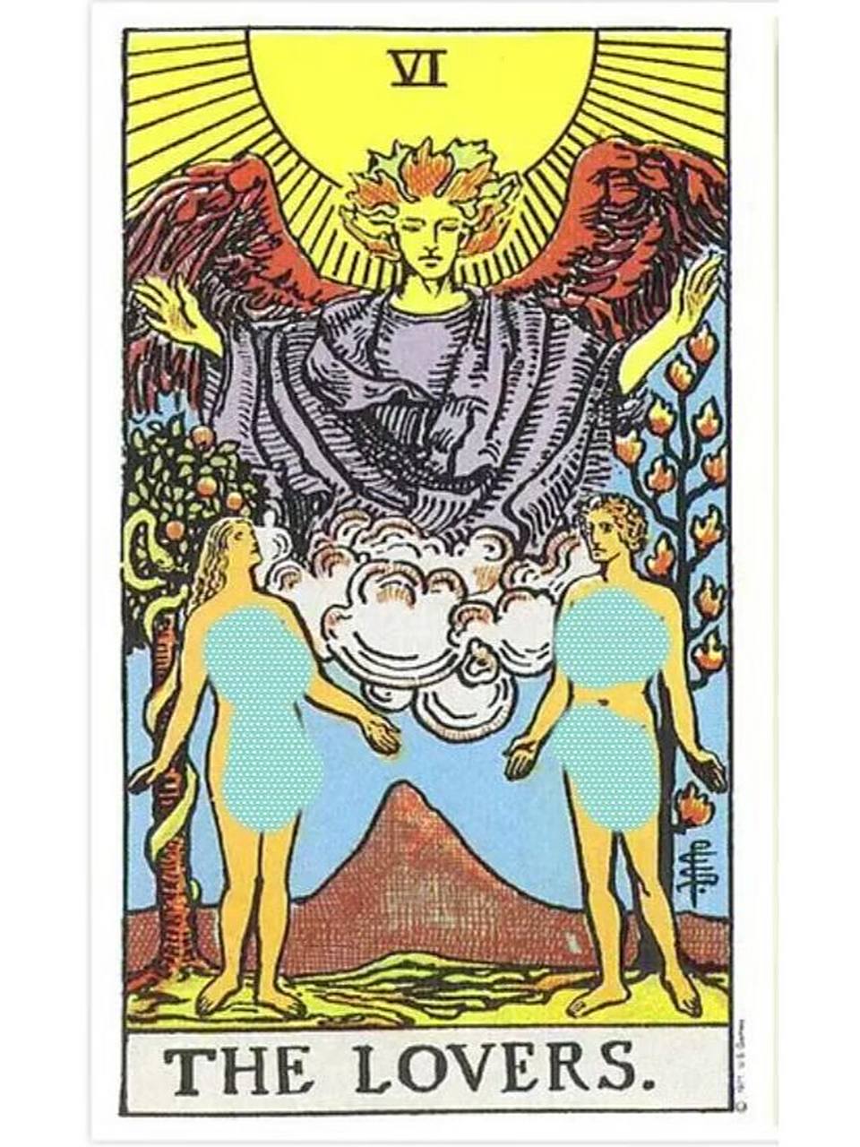 【塔罗自学笔记】6号牌:恋人牌 天使挥动着翅膀祝福大地上的一对男女,