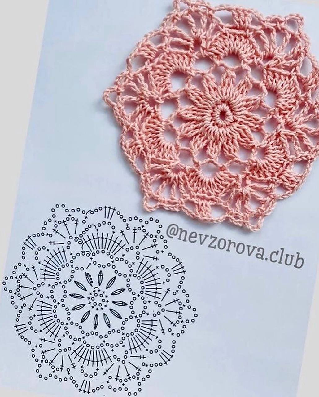【图解】钩针手工编织 蕾丝餐巾桌布花片图案 #编织# #手工编织