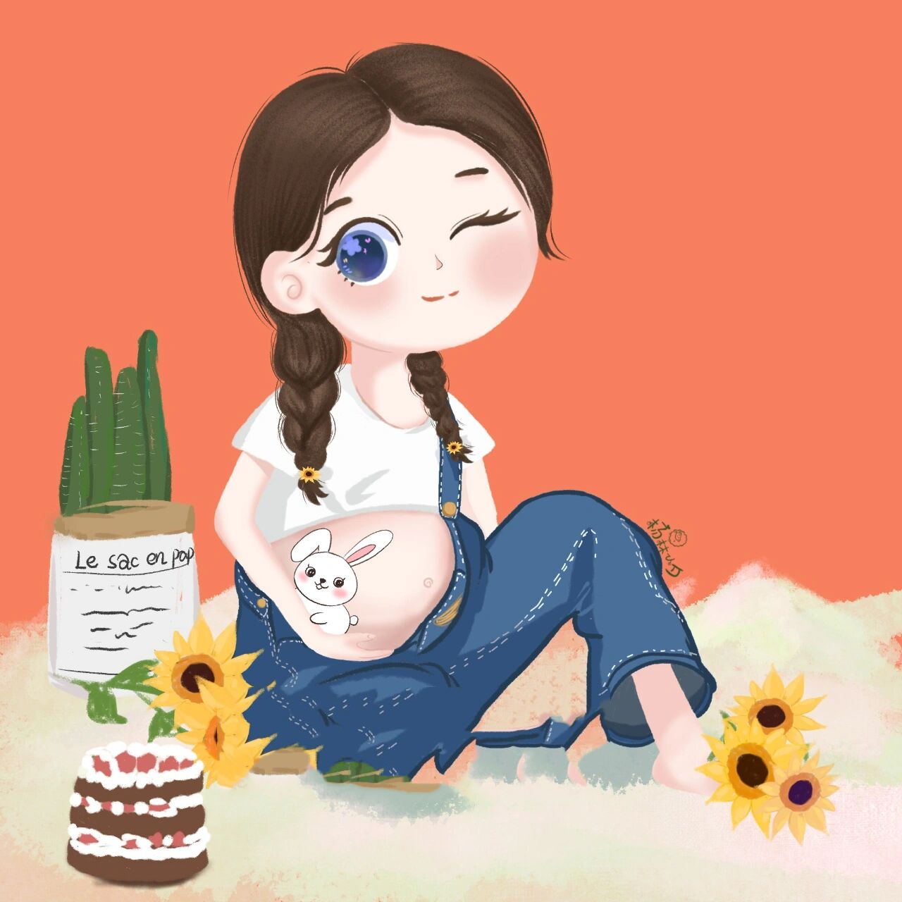 孕妇头像| 兔宝宝|原创手绘情头 漂亮的孕妇头像～选择哪个颜色呢?