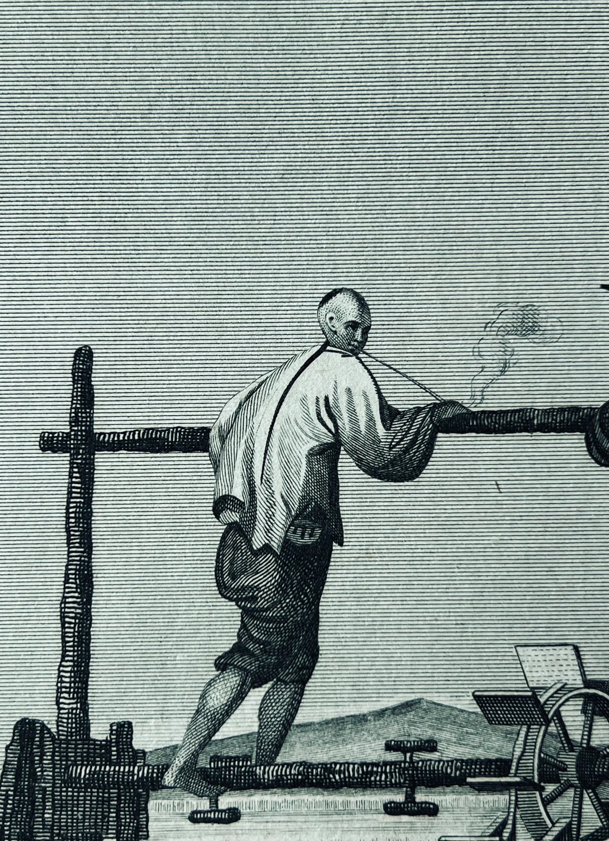 1810英国版画61中国农业灌溉自动化工具61翻车