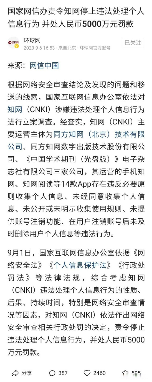 知网被罚5000万元=知网被罚5000万元!