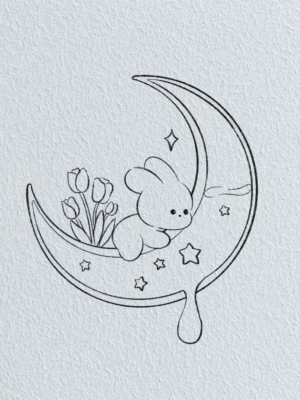 兔子月亮简笔画图片