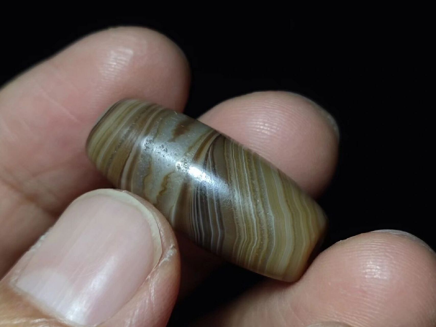 清代凤眼老缠丝玛瑙珠 吊坠配饰 尺寸:对孔29mm直径13mm