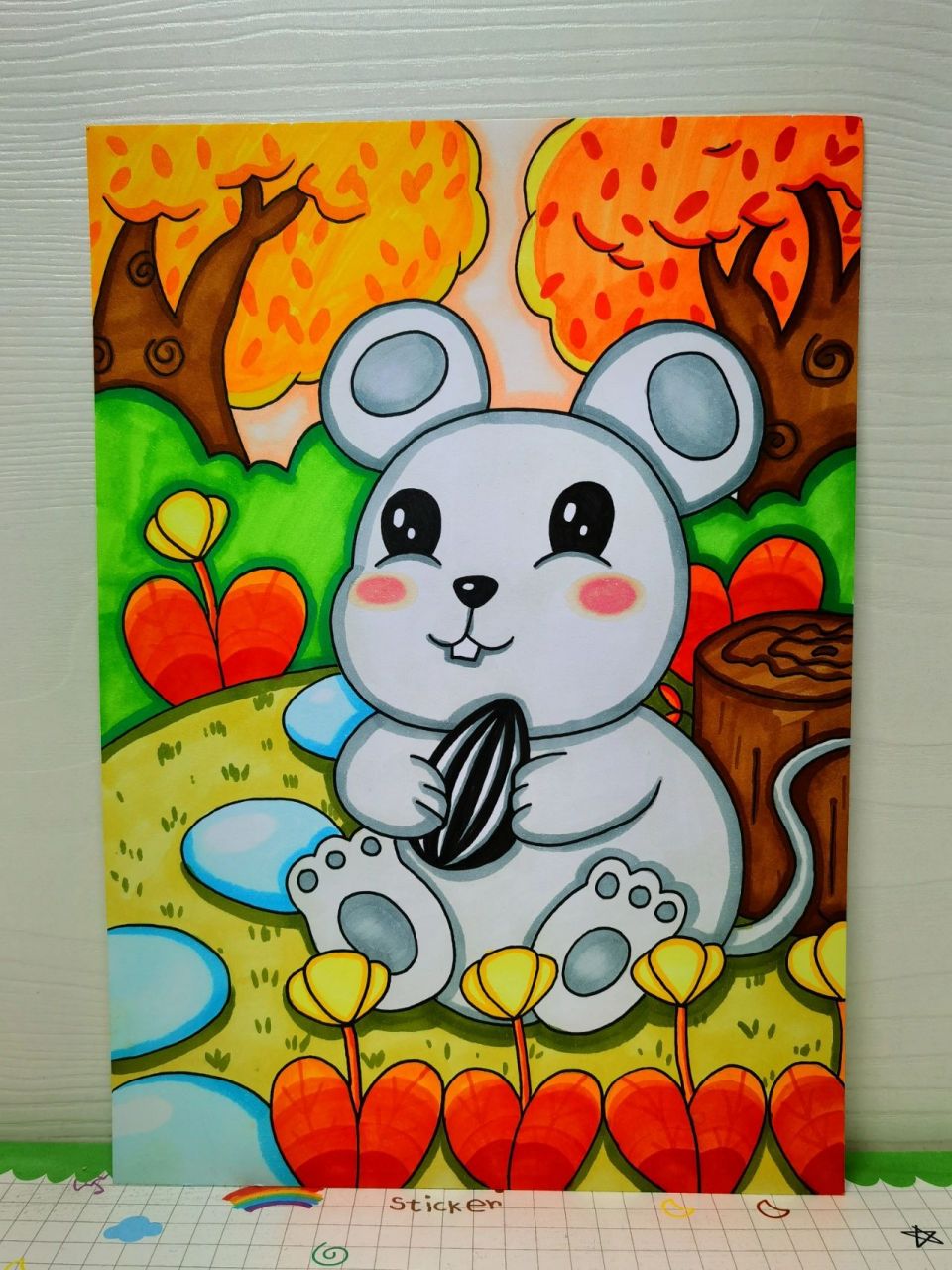 老鼠简笔画动物彩色图片