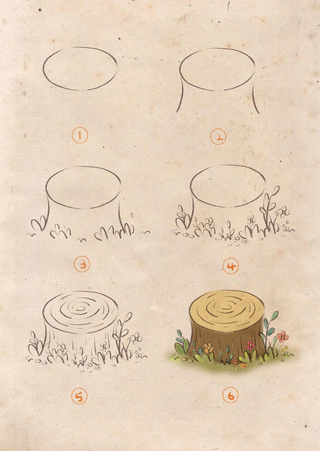 树桩怎么画简笔画图片