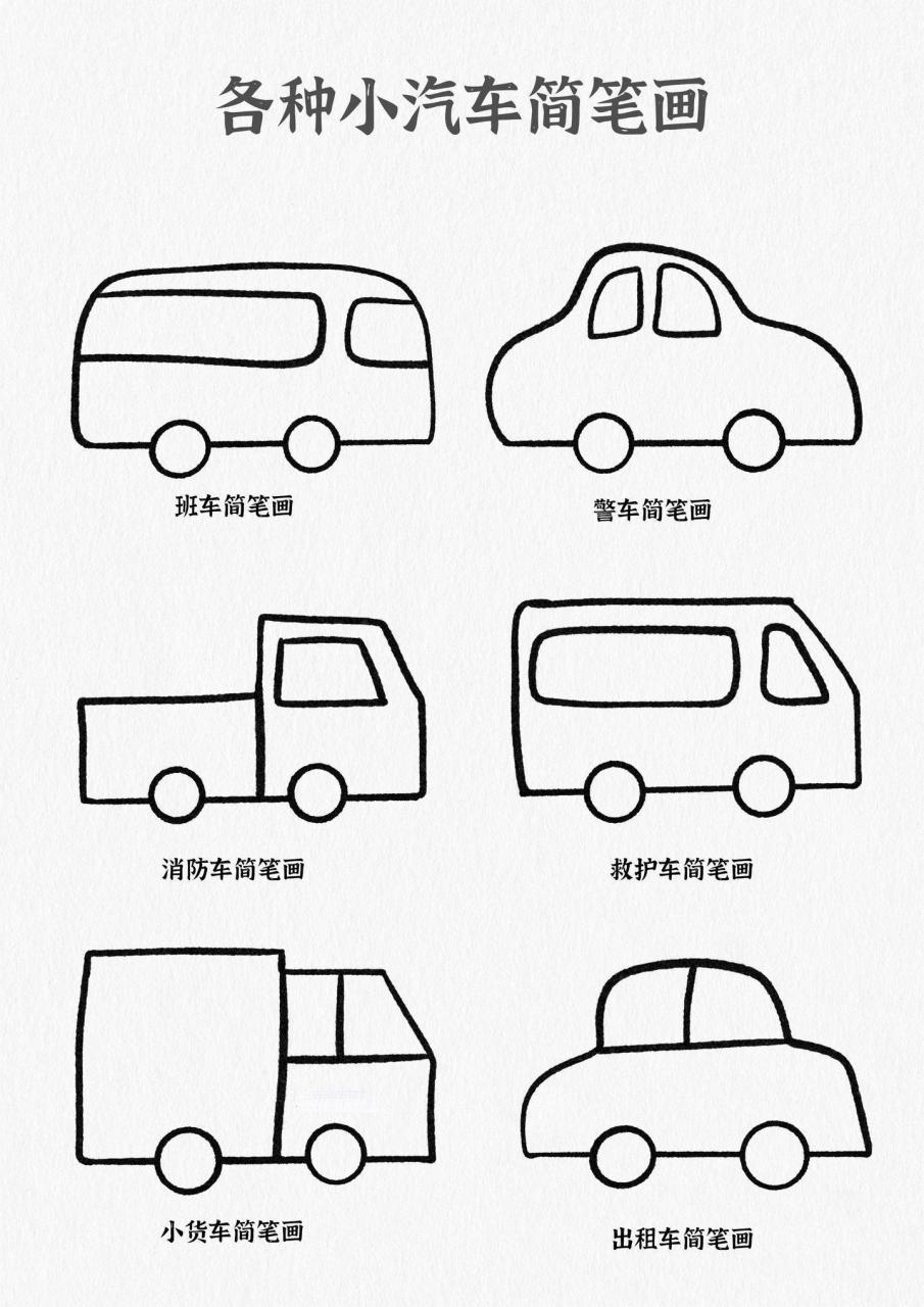 各种各样的小汽车儿童简笔画!幼儿园小朋友赶快学起来吧!