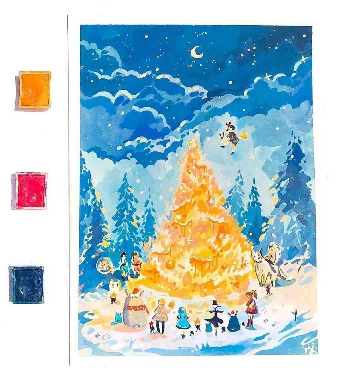 素材分享|对比色插画 梦幻插画配色参考   marlene 676767