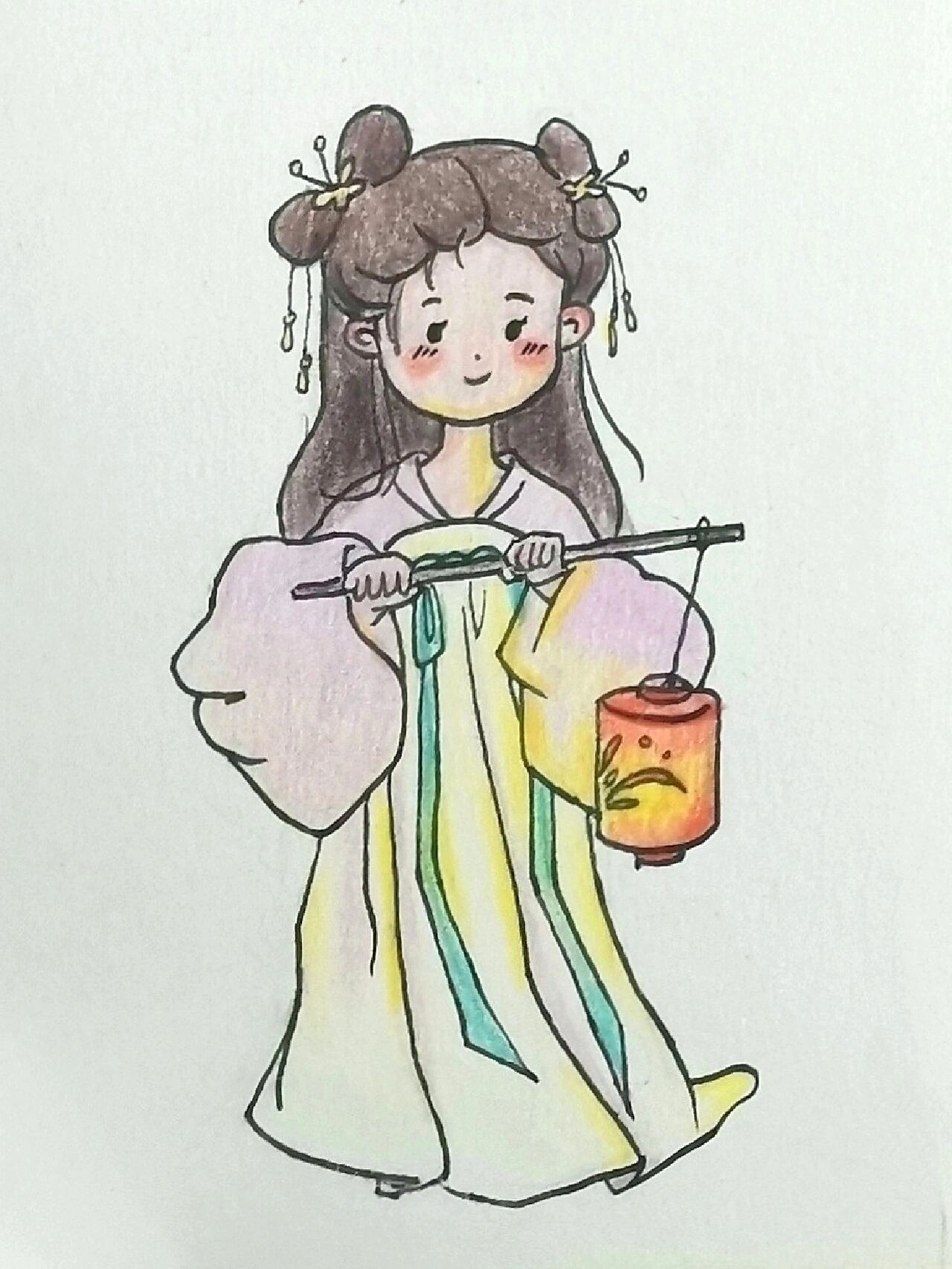 彩铅|简笔画|汉服q版人物